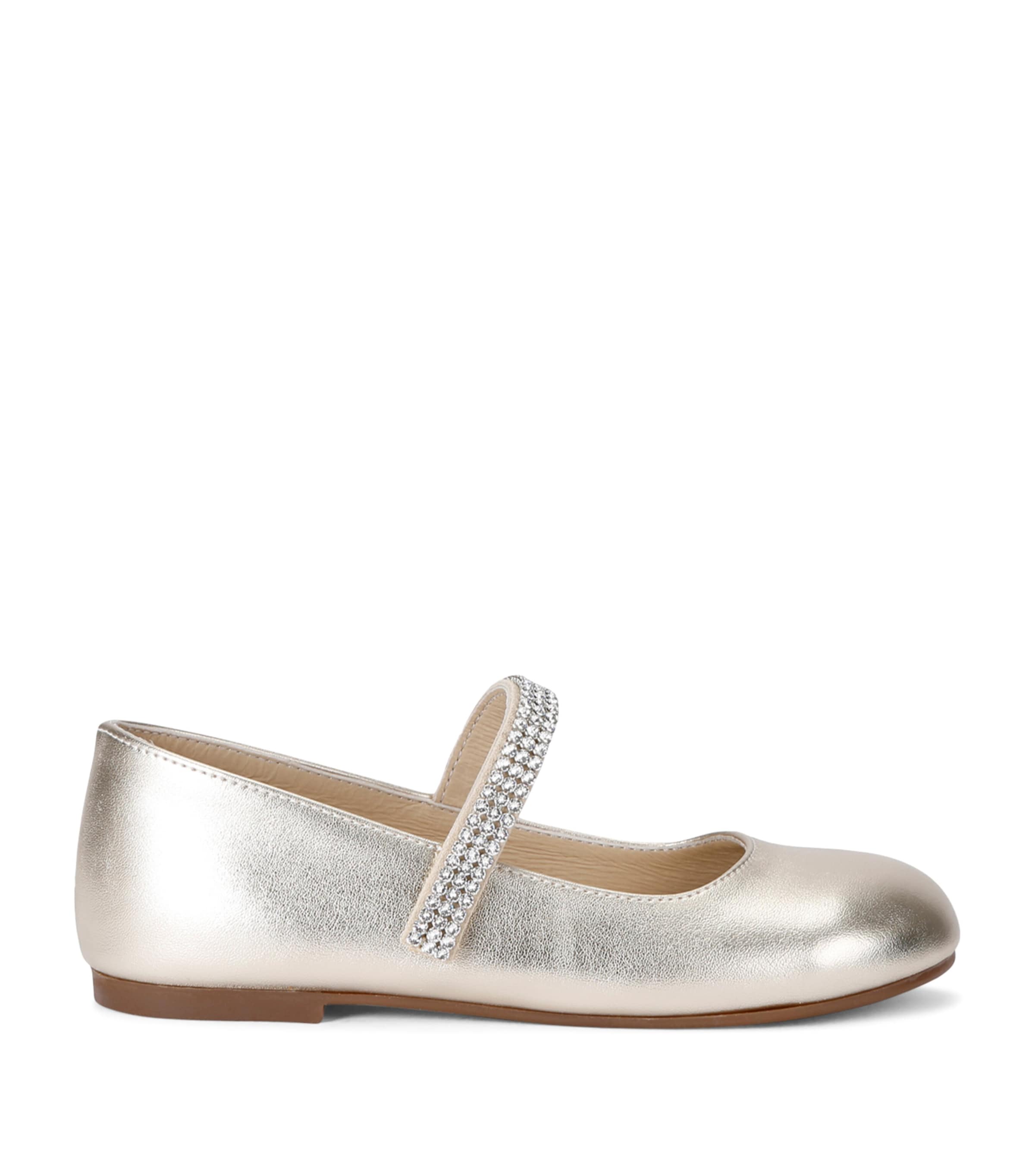 Babywalker Crystal-strap Ballet Flats In Gold