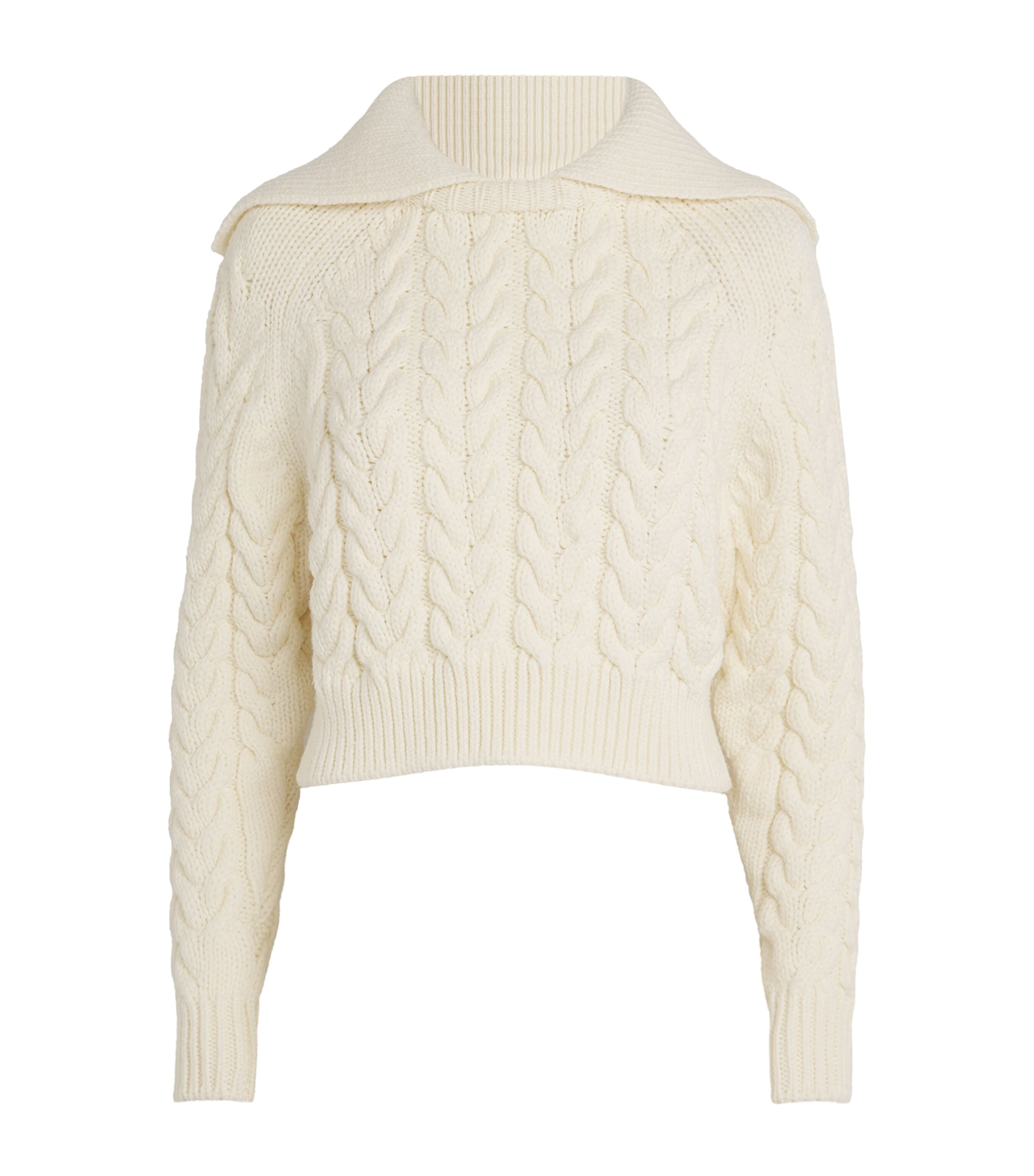 Shop Patou Merino Wool Cable-knit Sweater In White