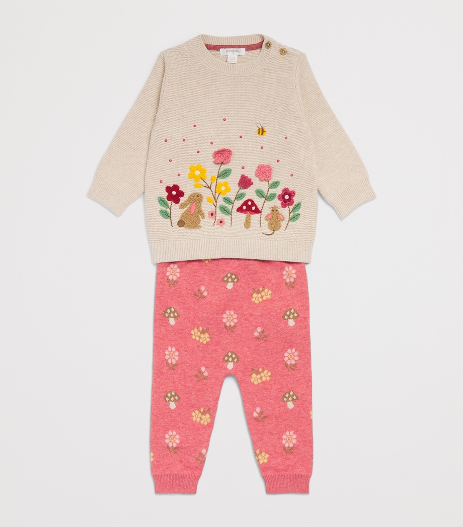 Purebaby Cotton-Wool Magic Forest Sweatpants (0-18 Months) Toadj Toadstl Jquard Image 3