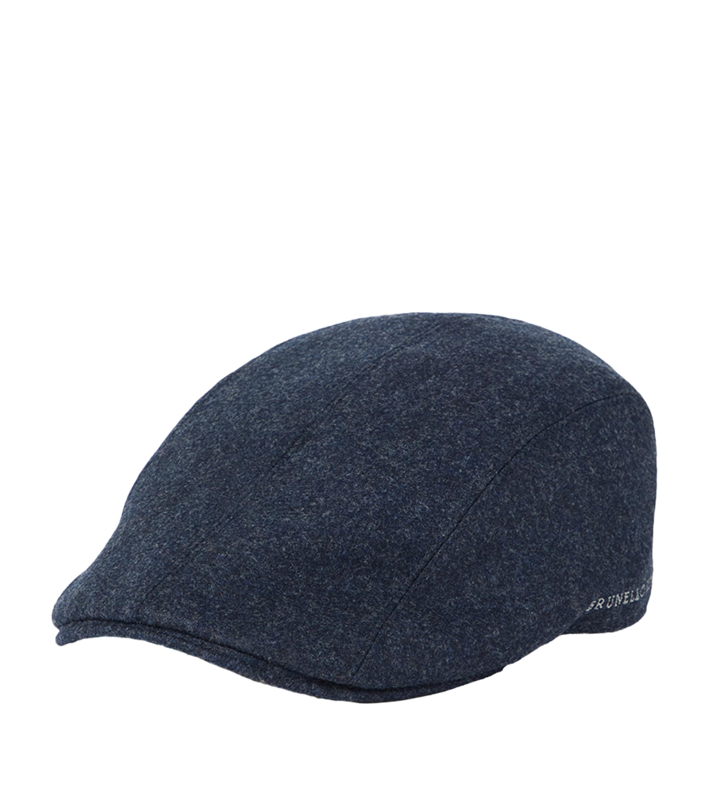 Brunello Cucinelli Virgin Wool Embroidered Flat Cap Black Image 1