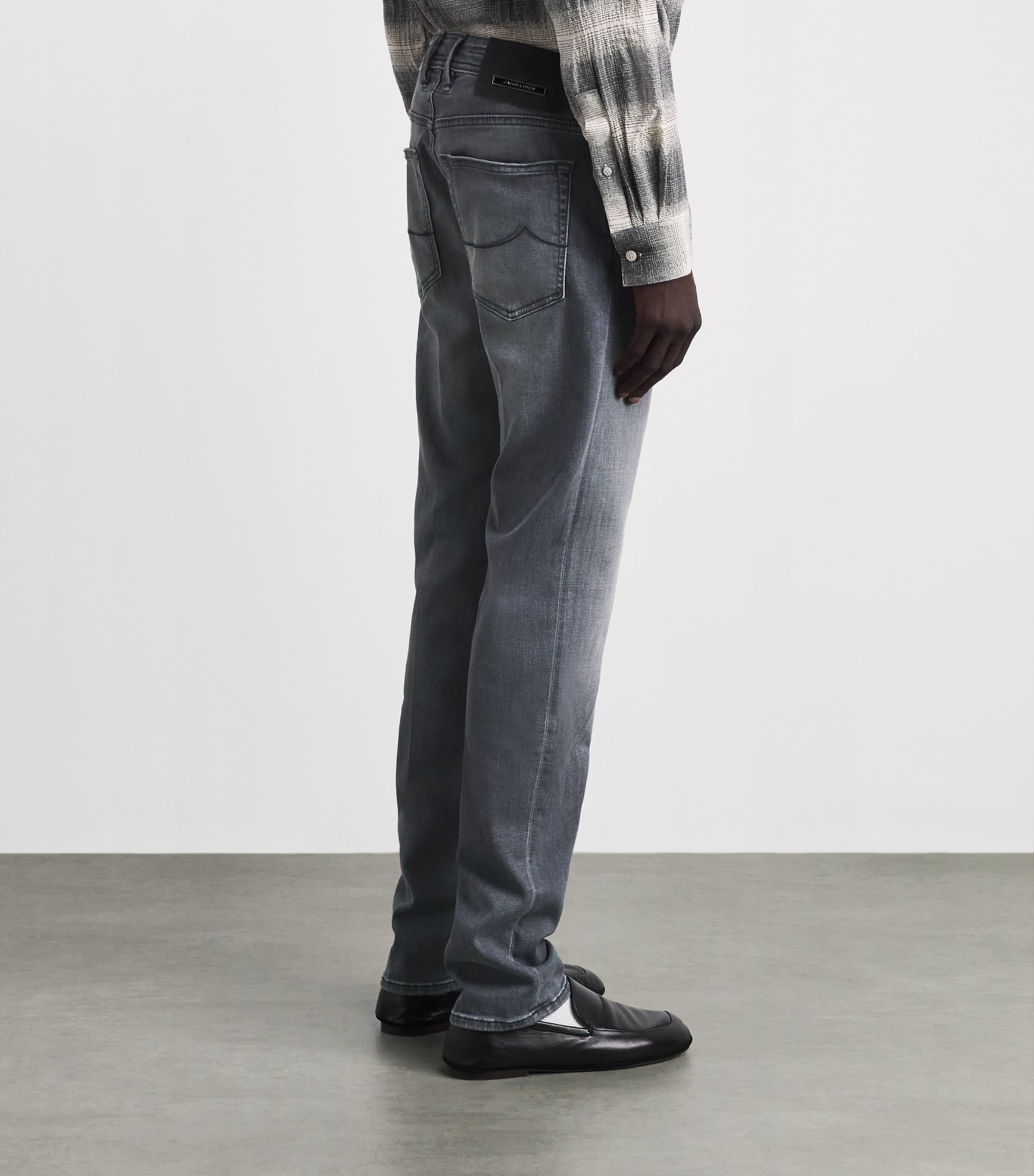 Jacob Cohën Mens Ostrich Leather-Patch Bard Slim Jeans Medium Black Image 5