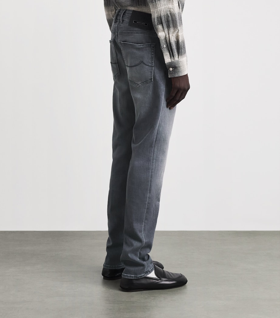 Jacob Cohën Mens Ostrich Leather-Patch Bard Slim Jeans Medium Black Image 5