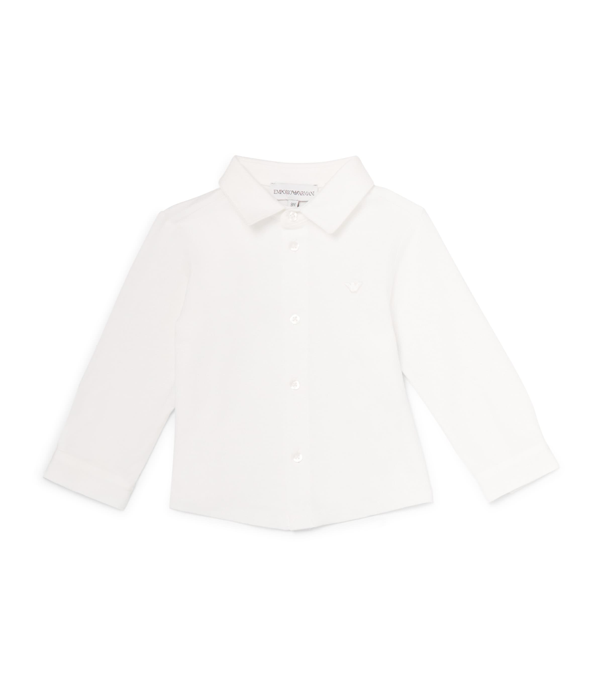 Emporio Armani Kids Stretch-Cotton Button-Up Shirt (6-36 Months) Off White Image 1