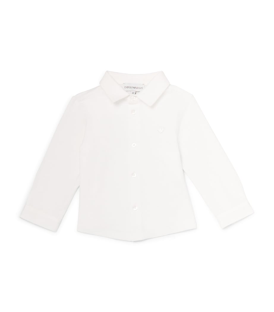 Emporio Armani Kids Stretch-Cotton Button-Up Shirt (6-36 Months) Off White Image 1