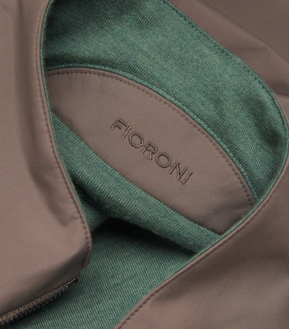 Fioroni Cashmere Mens Reversible Bomber Jacket Green Peruvian Image 5