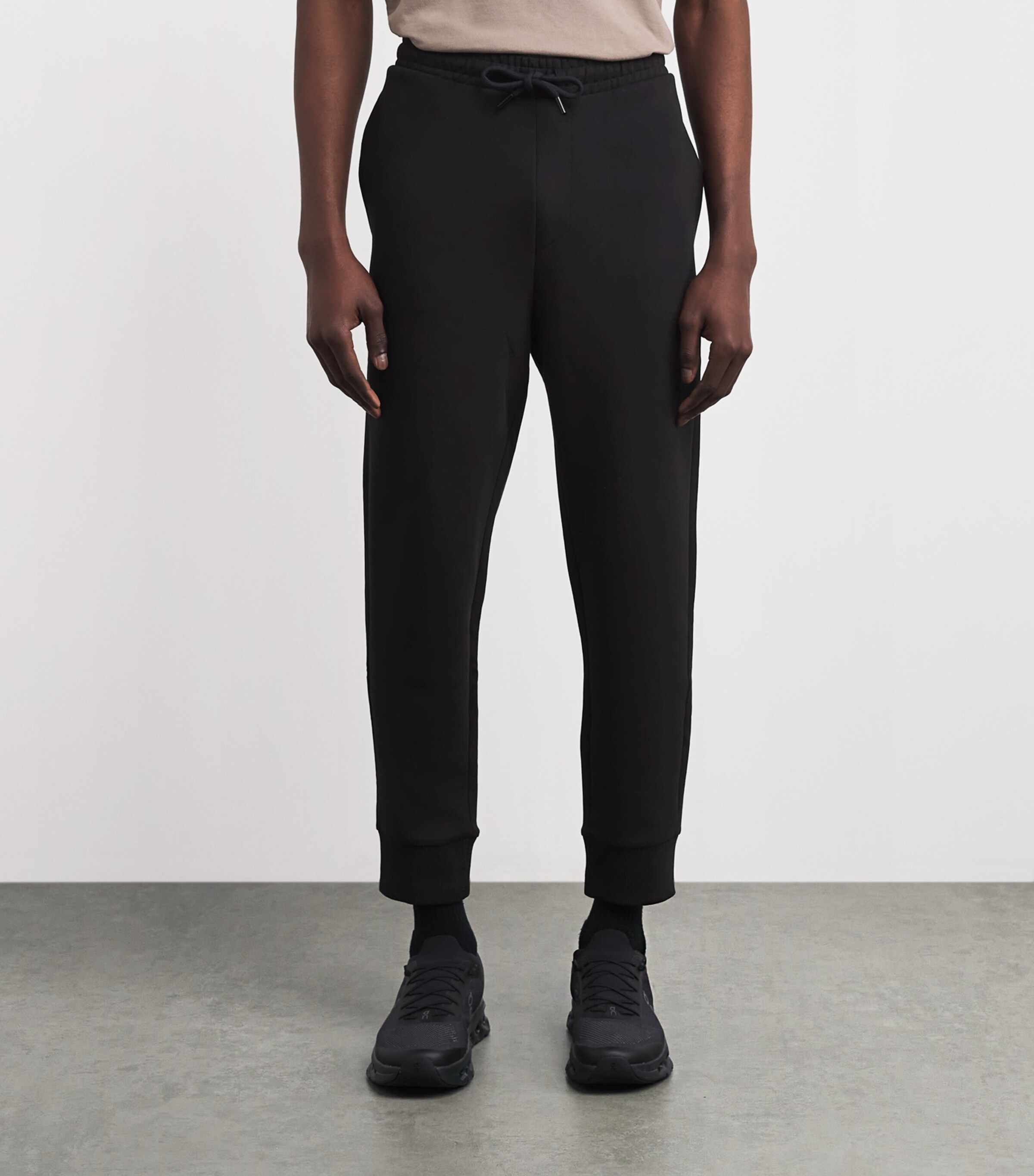 BOSS Mens Stretch-Cotton Logo Sweatpants Black Image 4