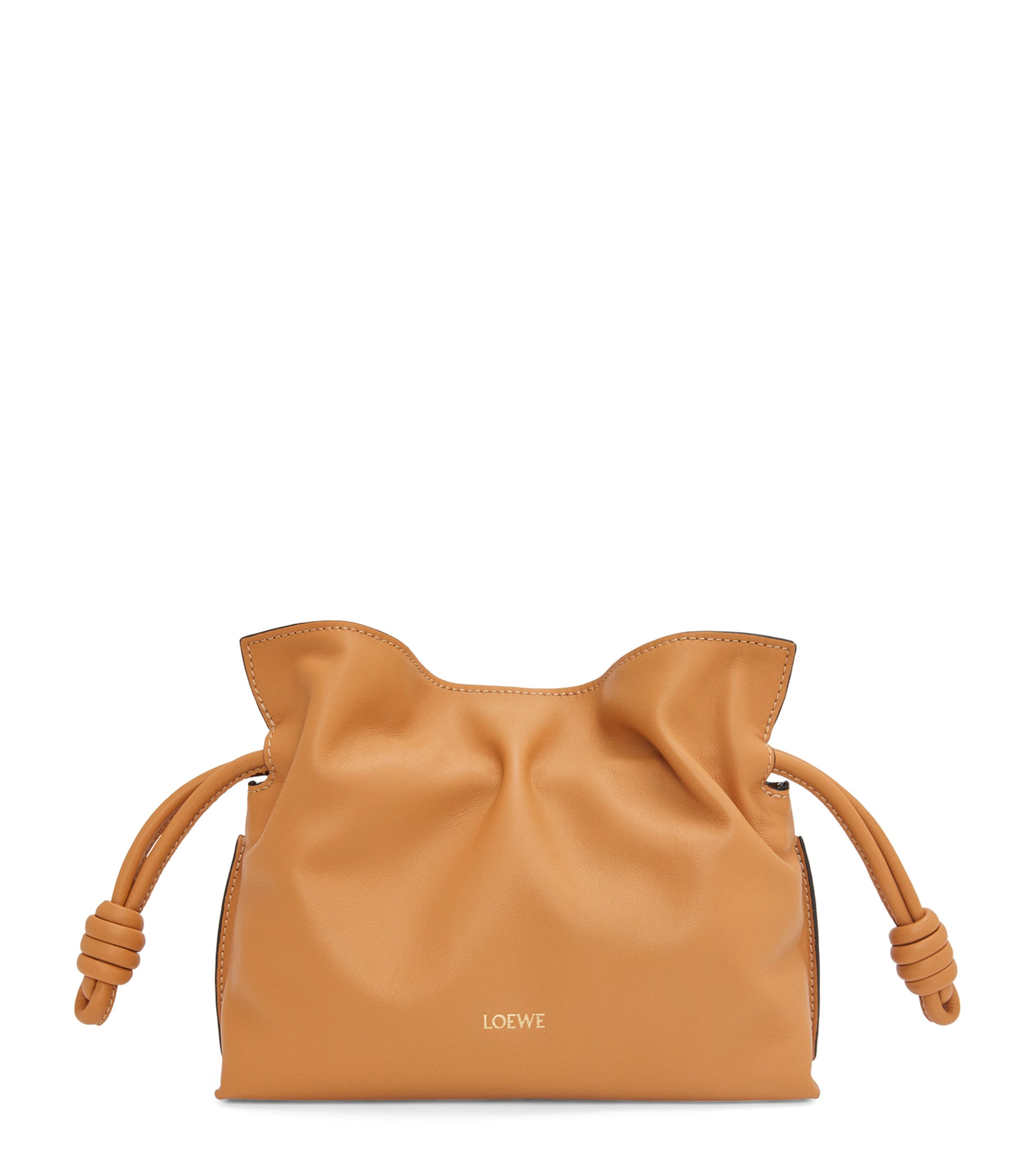 Shop Loewe Mini Leather Flamenco Purse In Beige