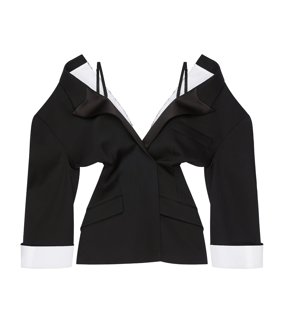 Givenchy Womens Wool Deconstructed Blazer Black Image 1