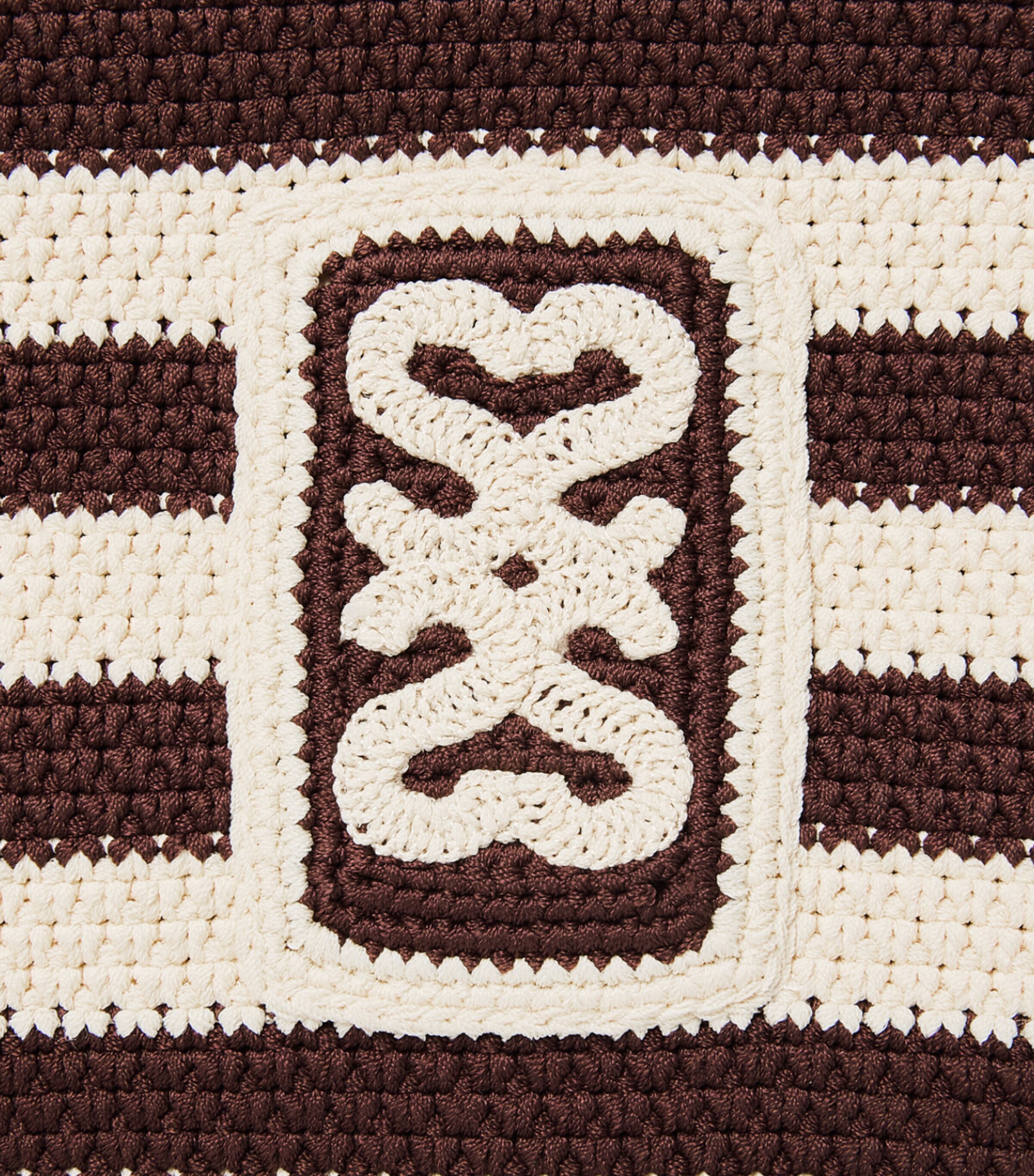 Sandro Paris Crochet Stripe Tote Bag Ecru / Brown Image 6