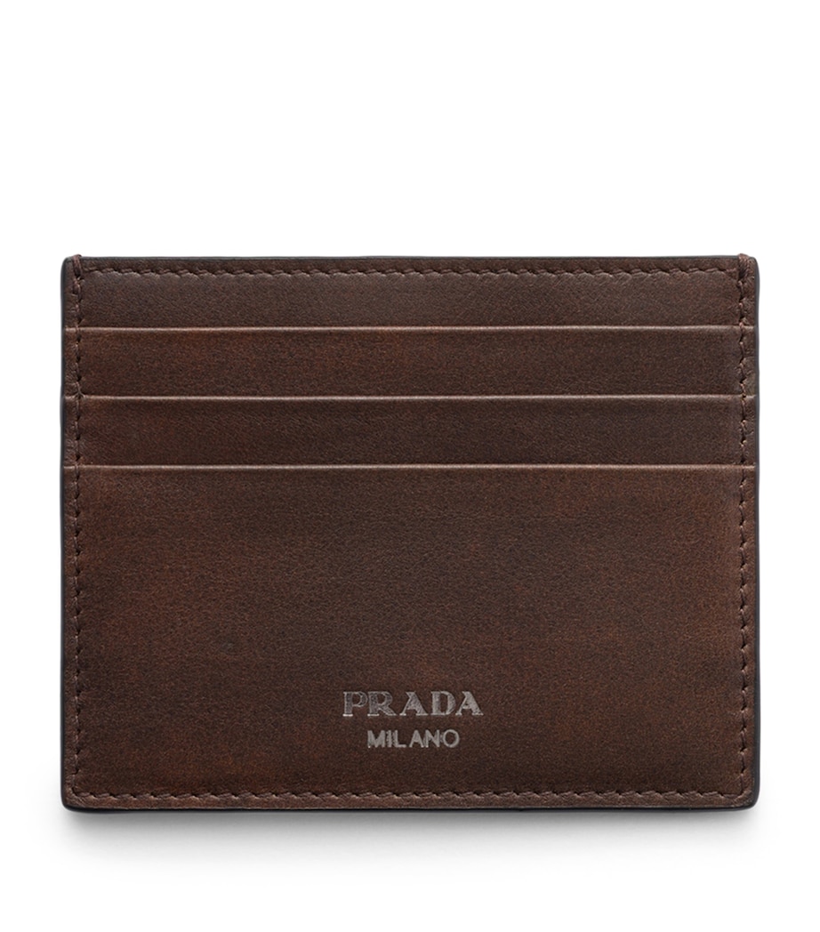 Prada Leather Card Holder Brown Image 1