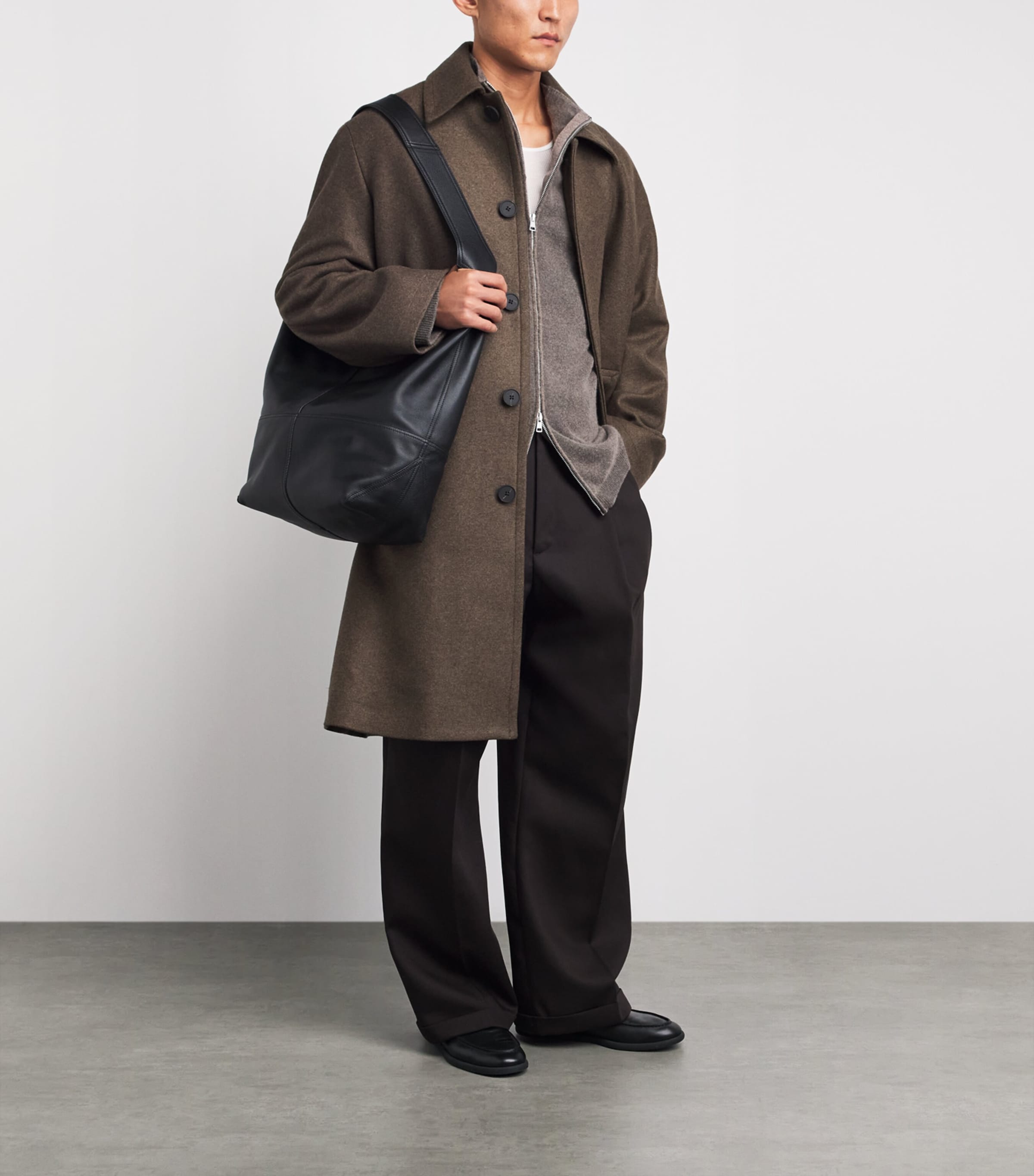 Studio Nicholson Mens Wool-Blend Ady Overcoat Loden Image 2