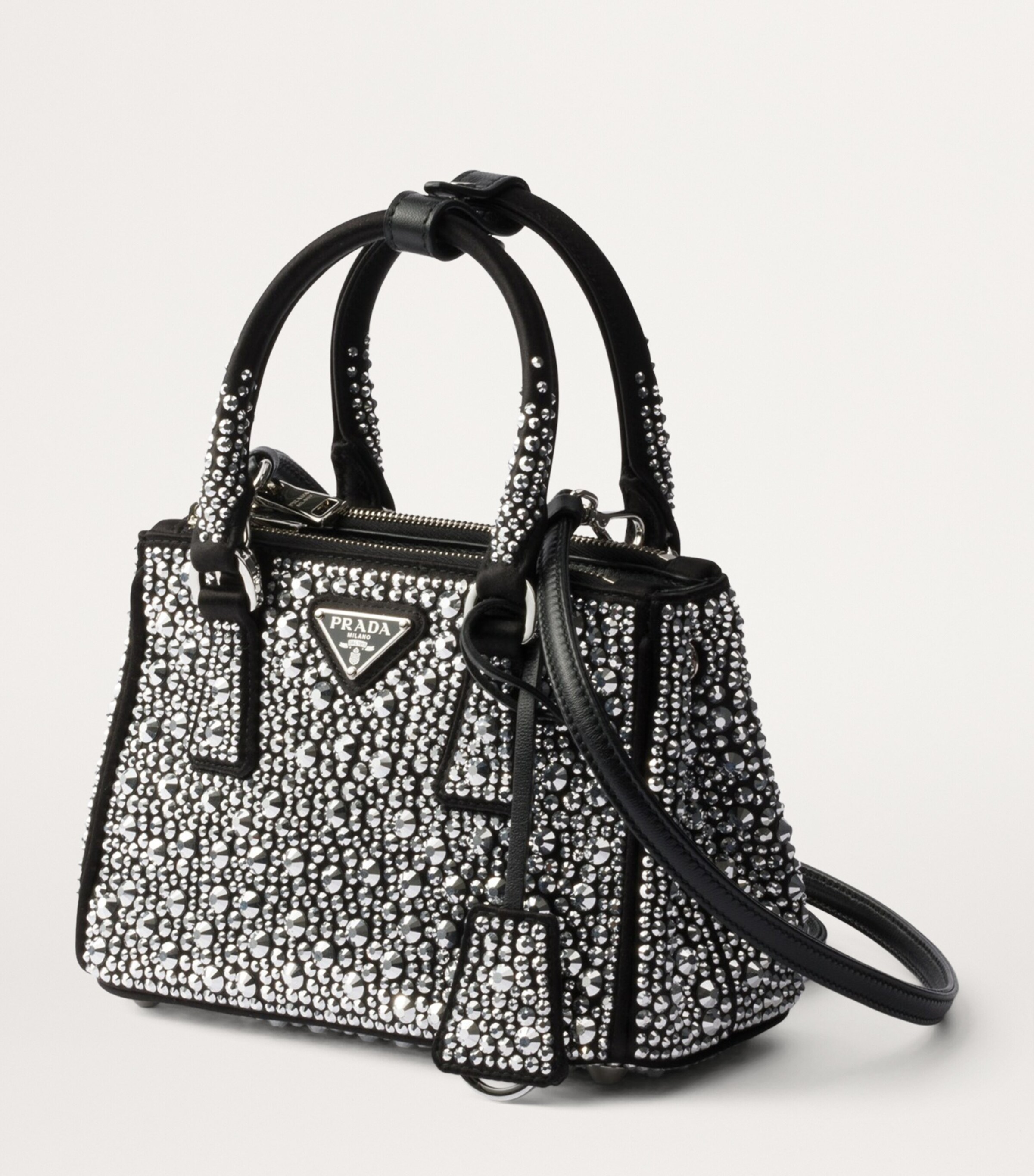 Prada Micro Satin Crystal-Embellished Galleria Top-Handle Bag Image 2