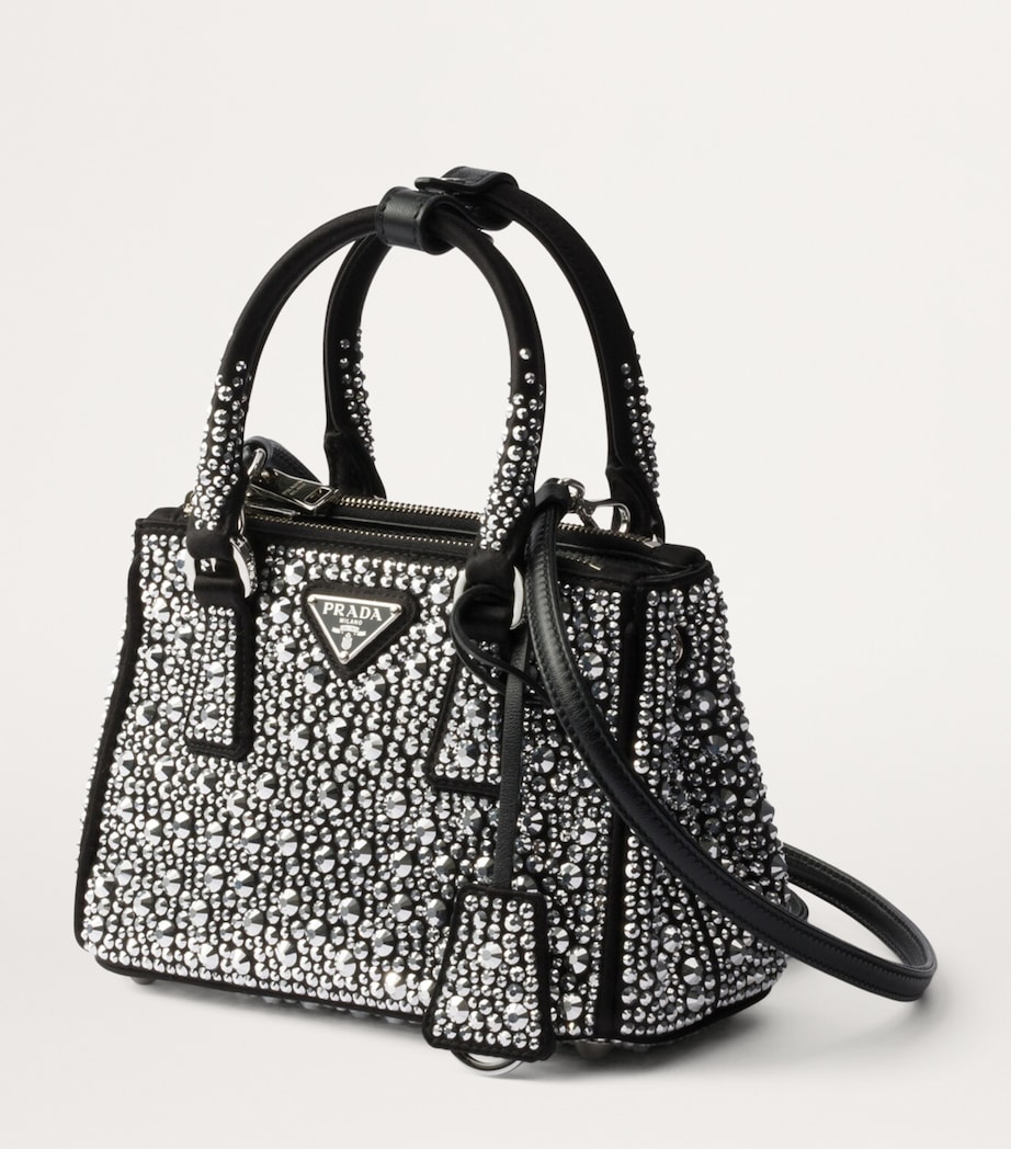 Prada Micro Satin Crystal-Embellished Galleria Top-Handle Bag Image 2