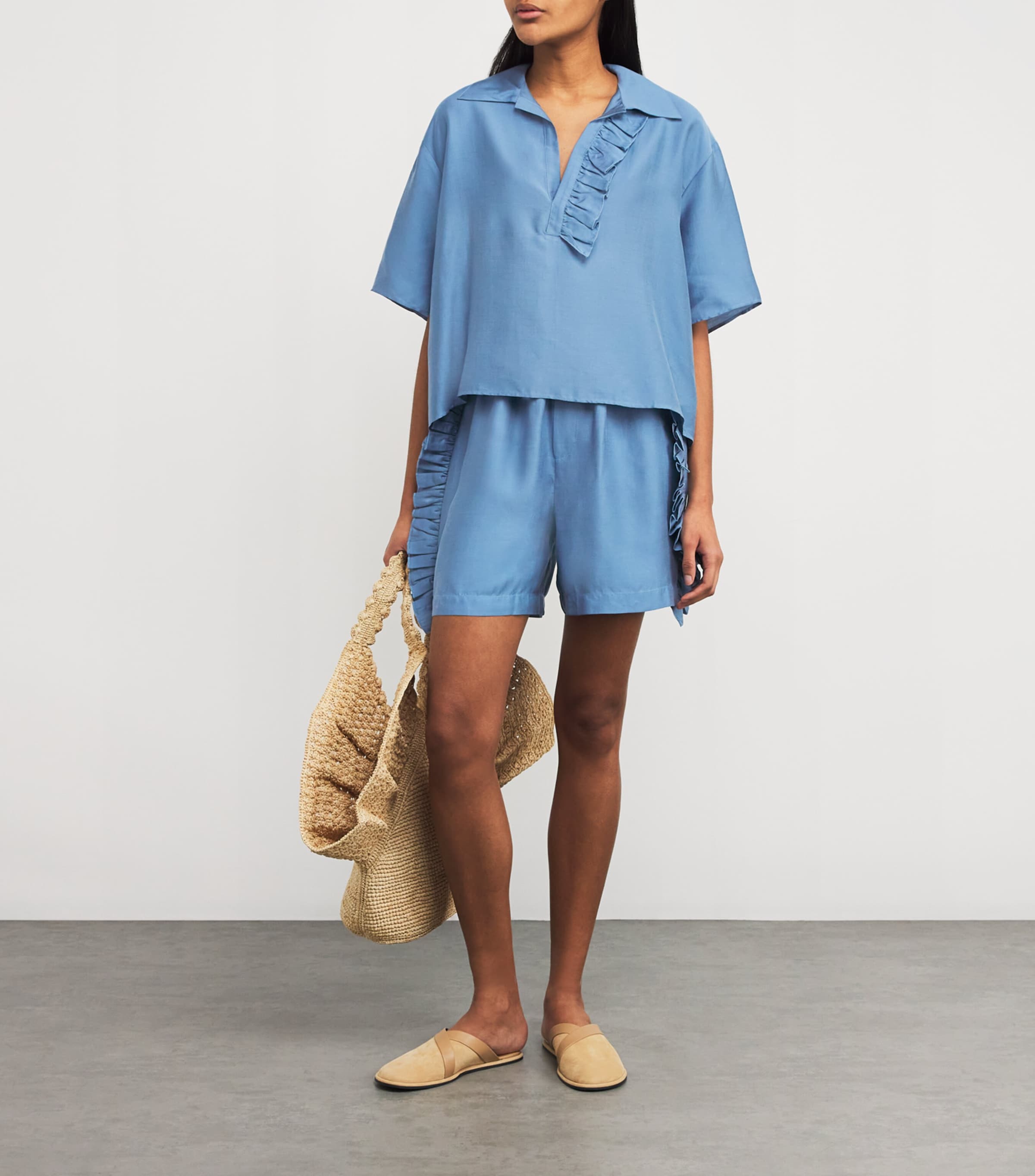 Lyocell-Silk Frilled Cali Shorts 5050 LOBELIA Image 2