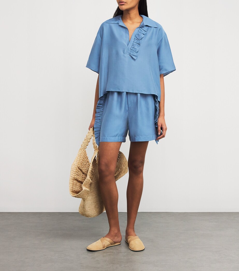 Lyocell-Silk Frilled Cali Shorts 5050 LOBELIA Image 2