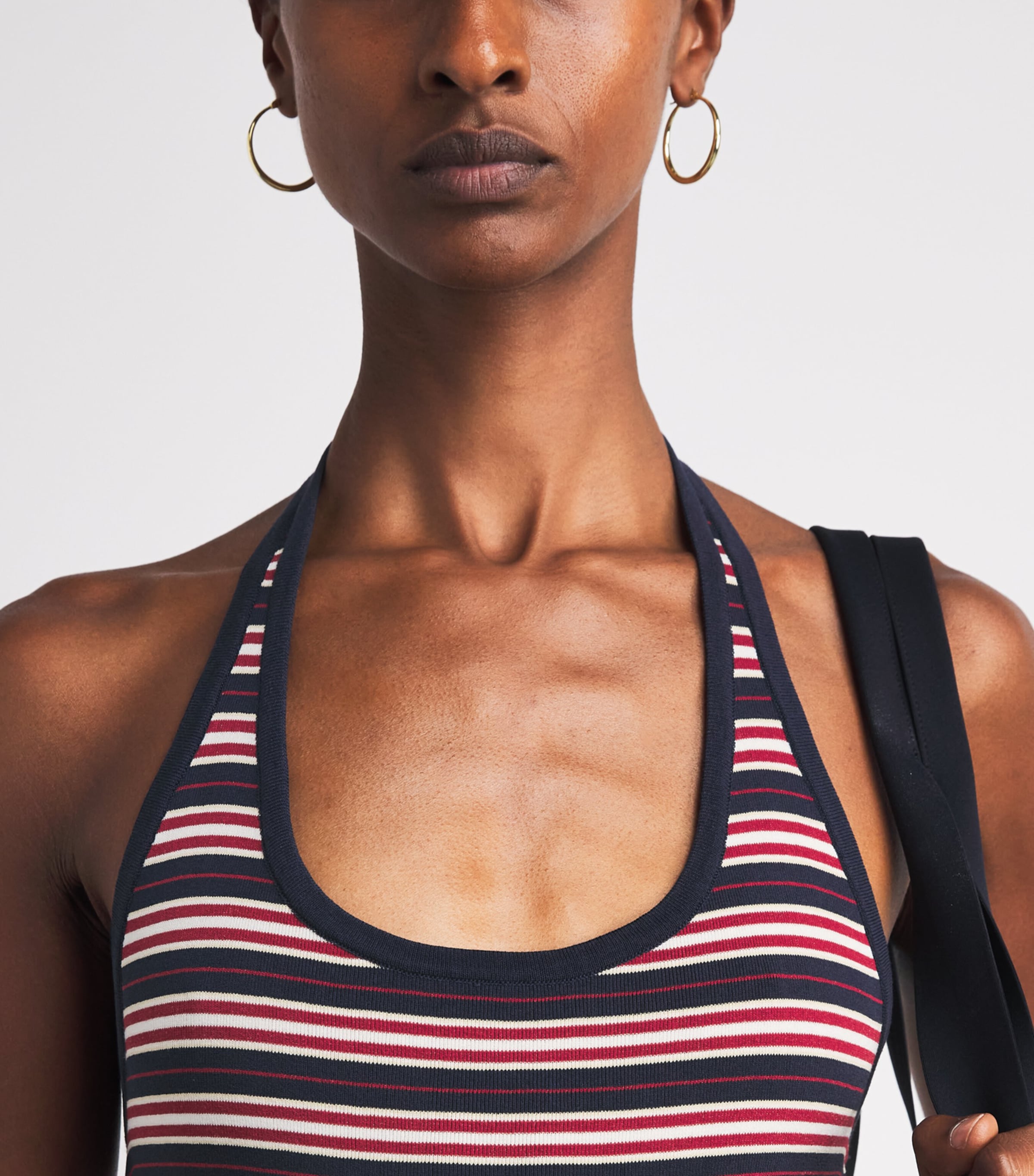 Faithfull The Brand Womens Knitted Halterneck Doris Top Cila Stripe Navy Image 3