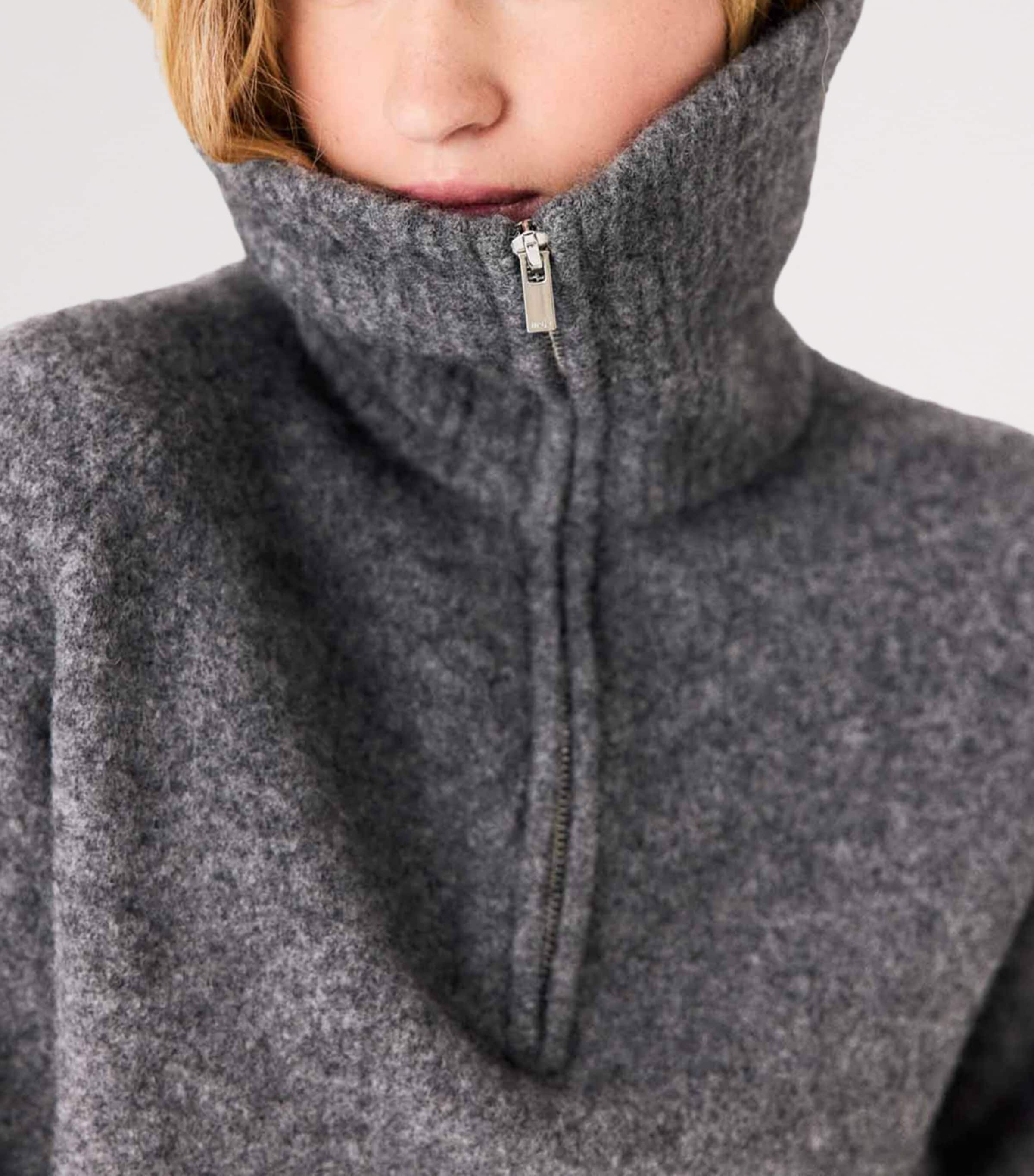 Maje Womens Yak-Blend Quarter-Zip Sweater Grey Image 8