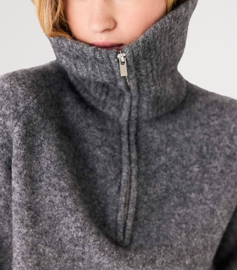 Maje Womens Yak-Blend Quarter-Zip Sweater Grey Image 8