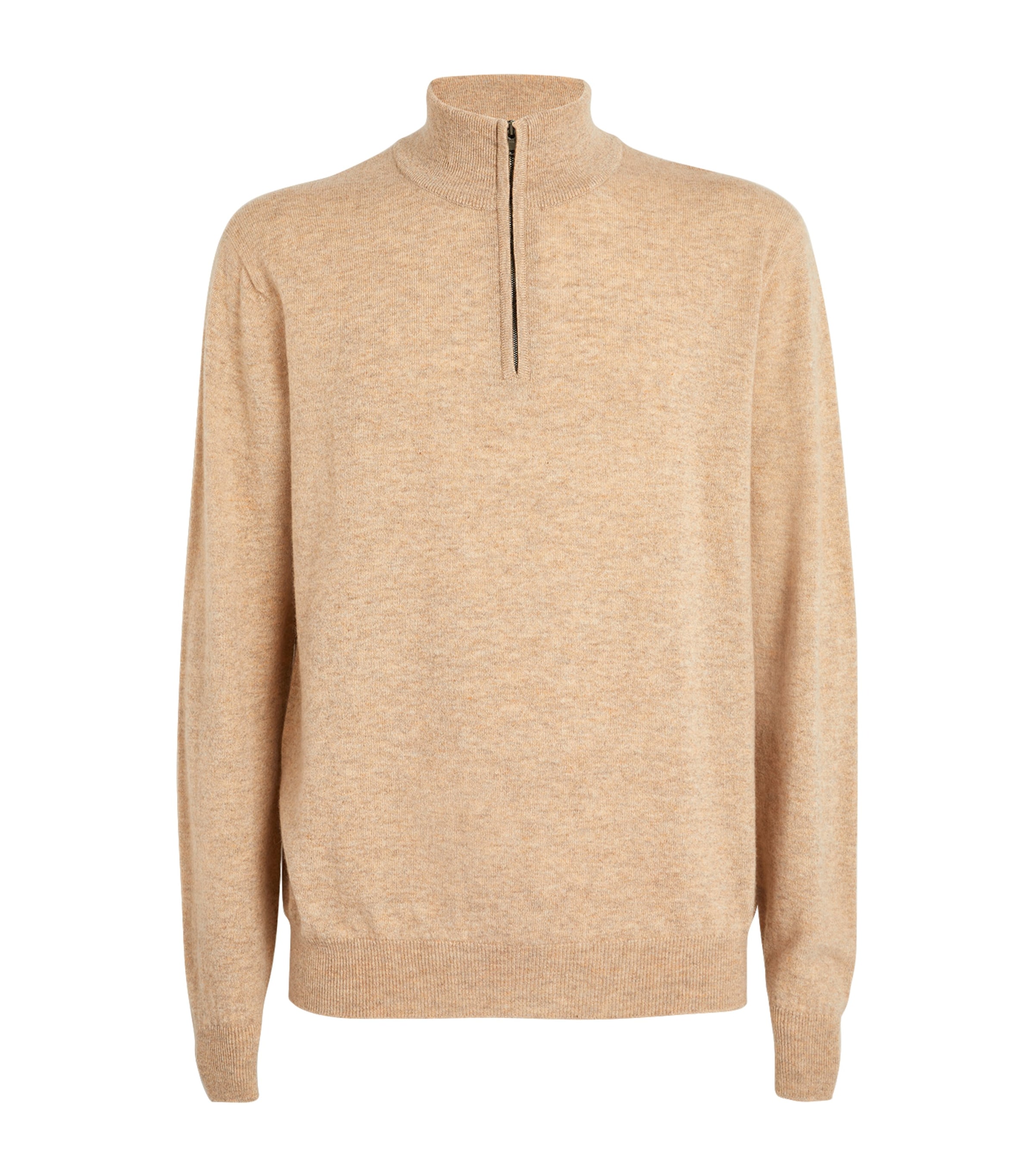 Johnstons Of Elgin Cashmere Quarter-zip Sweater In Beige