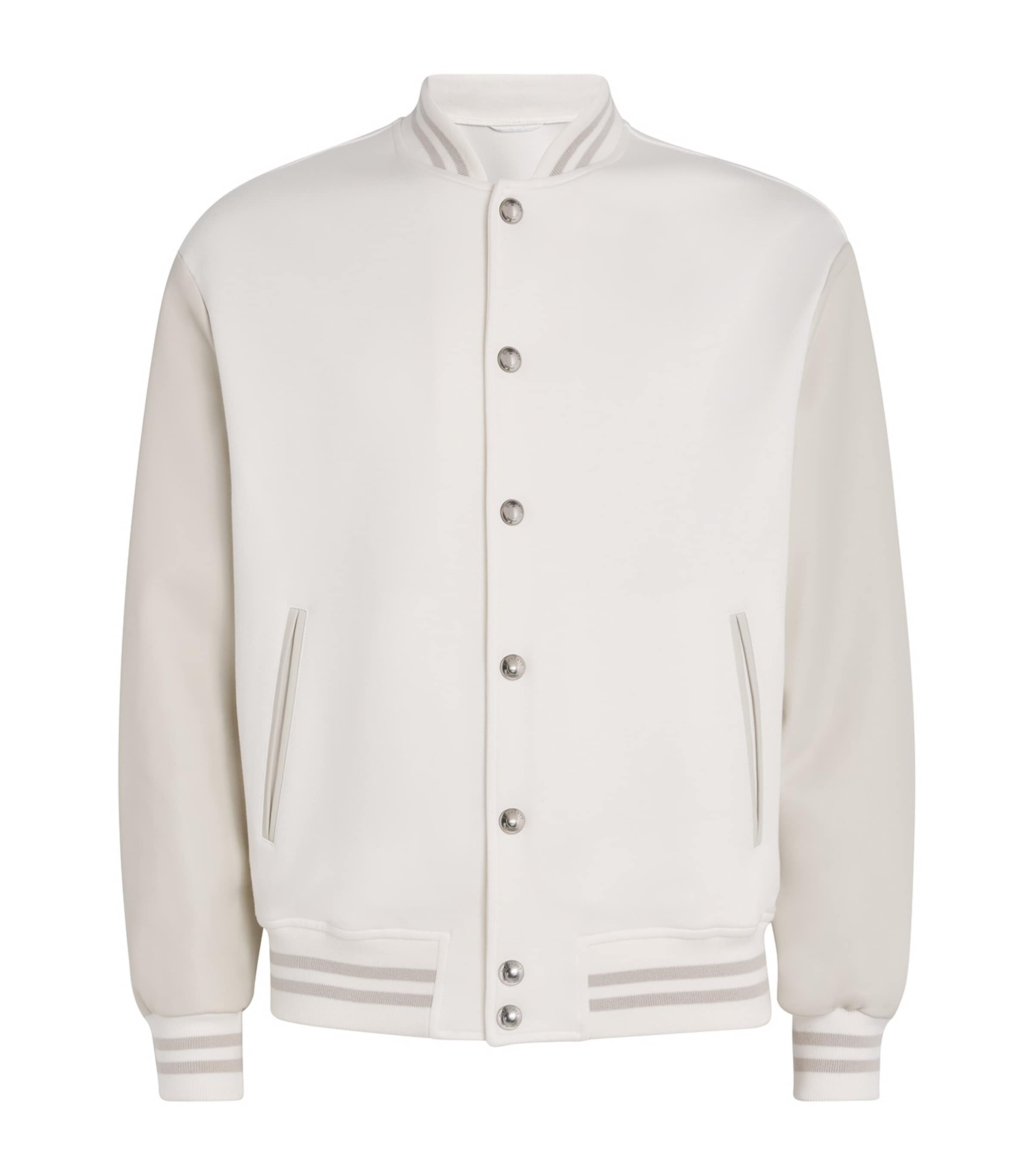 Eleventy Cotton-blend Jersey Bomber Jacket In Neutral
