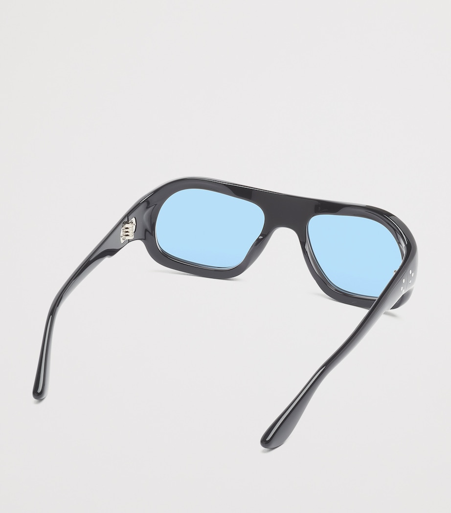 Acetate Gray Sunglasses BLACK/ BLUE Image 4