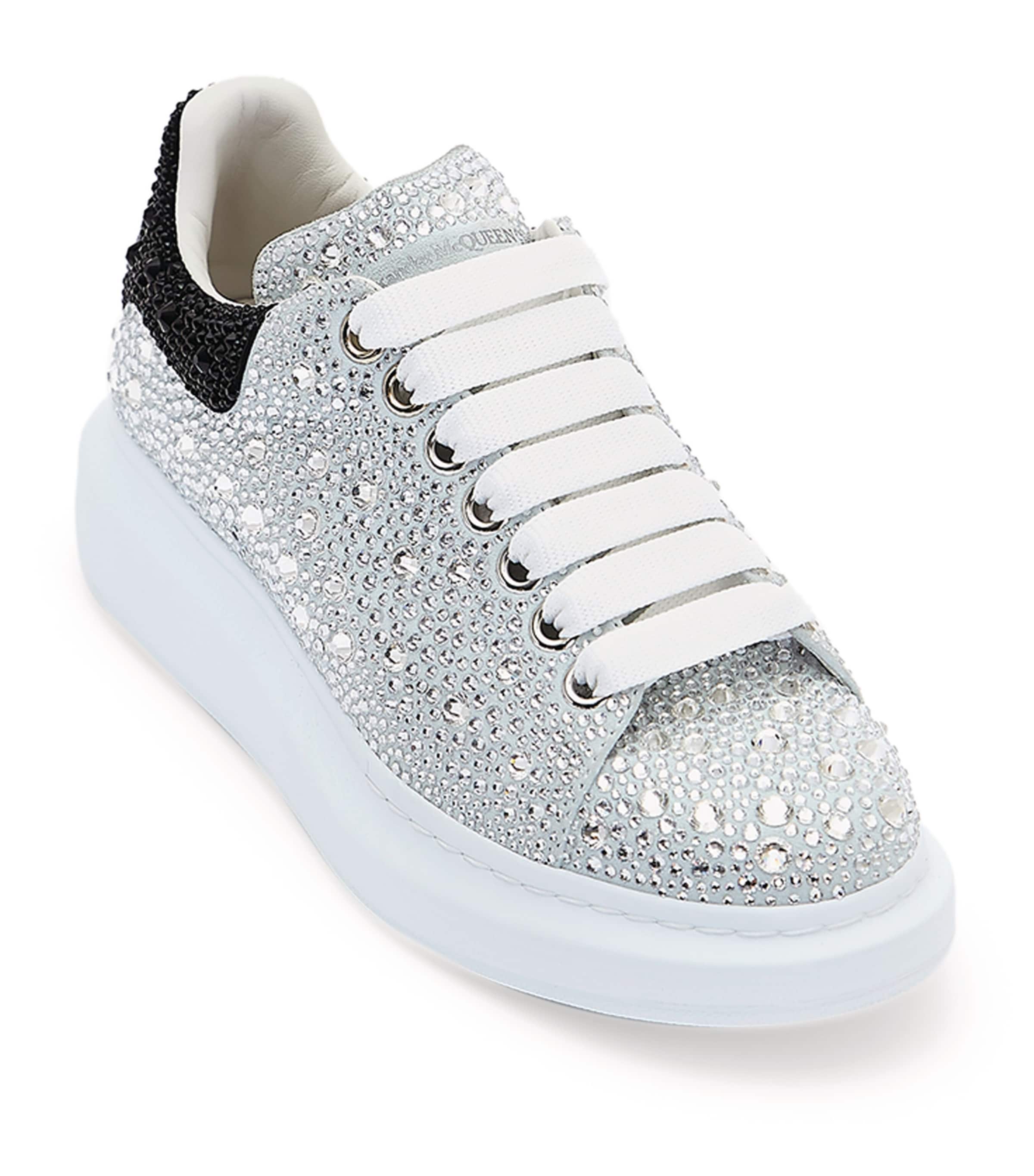 McQueen Leather Crystal-Embellished Oversized Sneakers