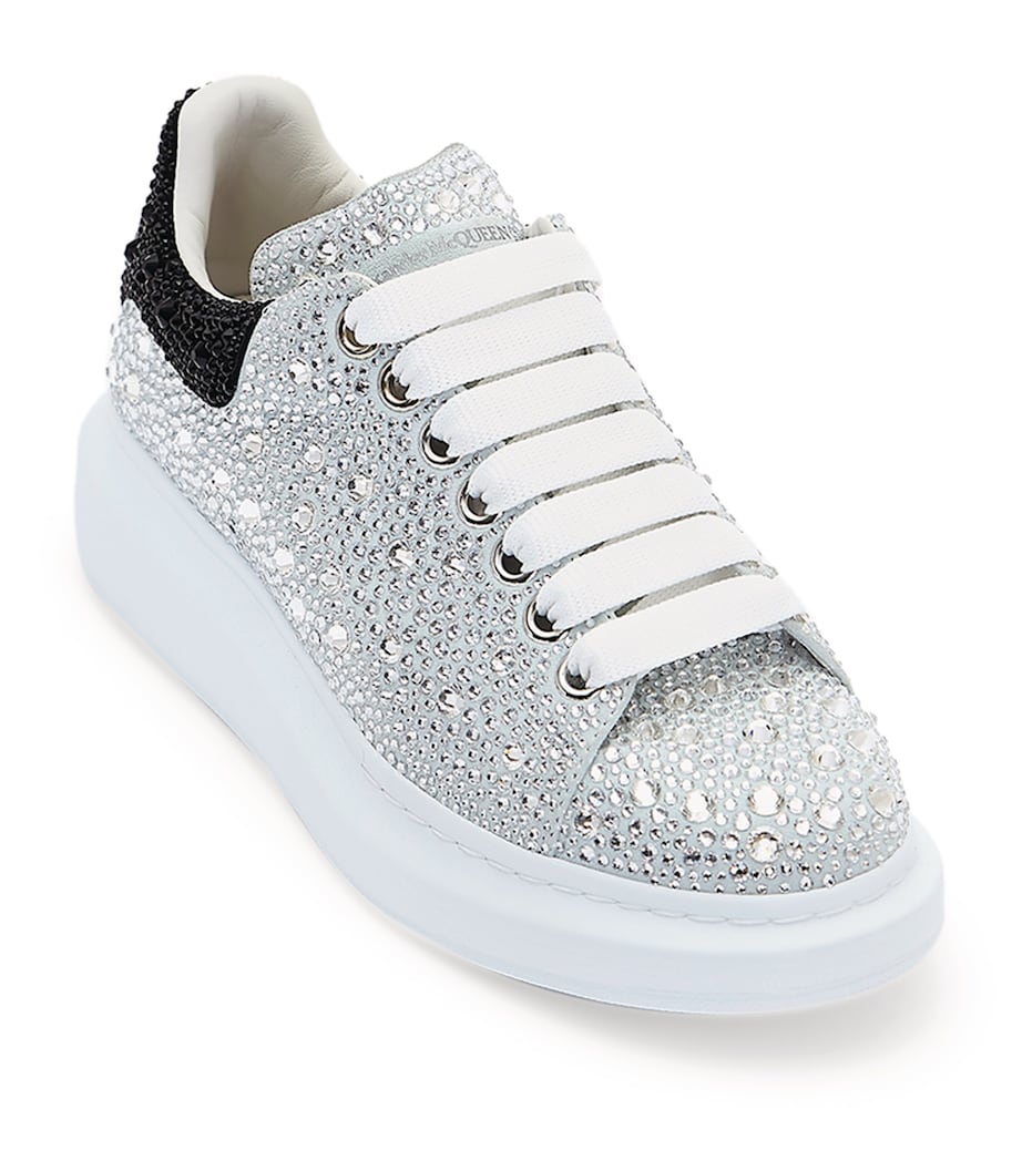 Leather Crystal-Embellished Oversized Sneakers 9329 Image 2