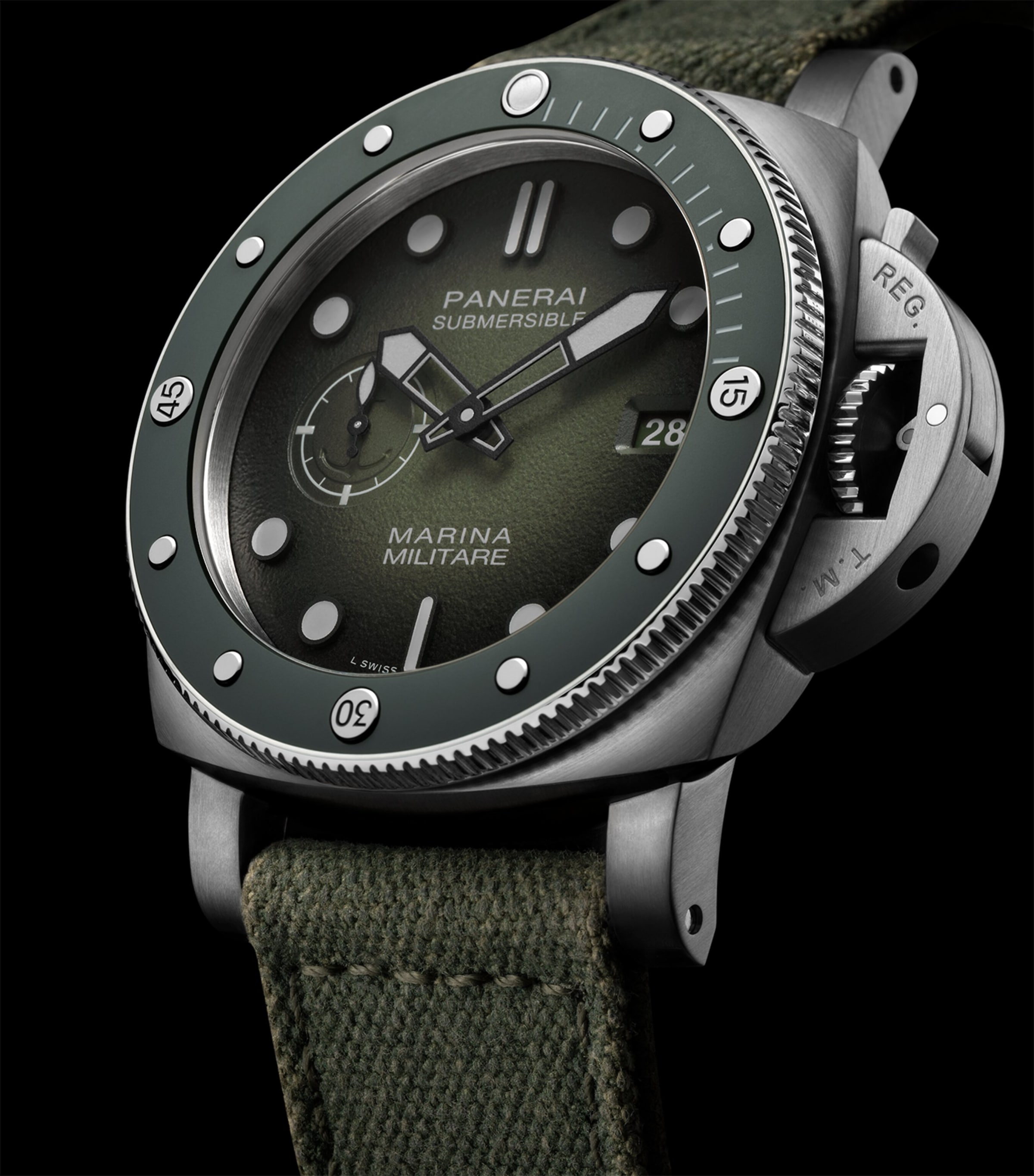 Stainless Steel Submersible Marina Militare Watch 44mm GREEN Image 4