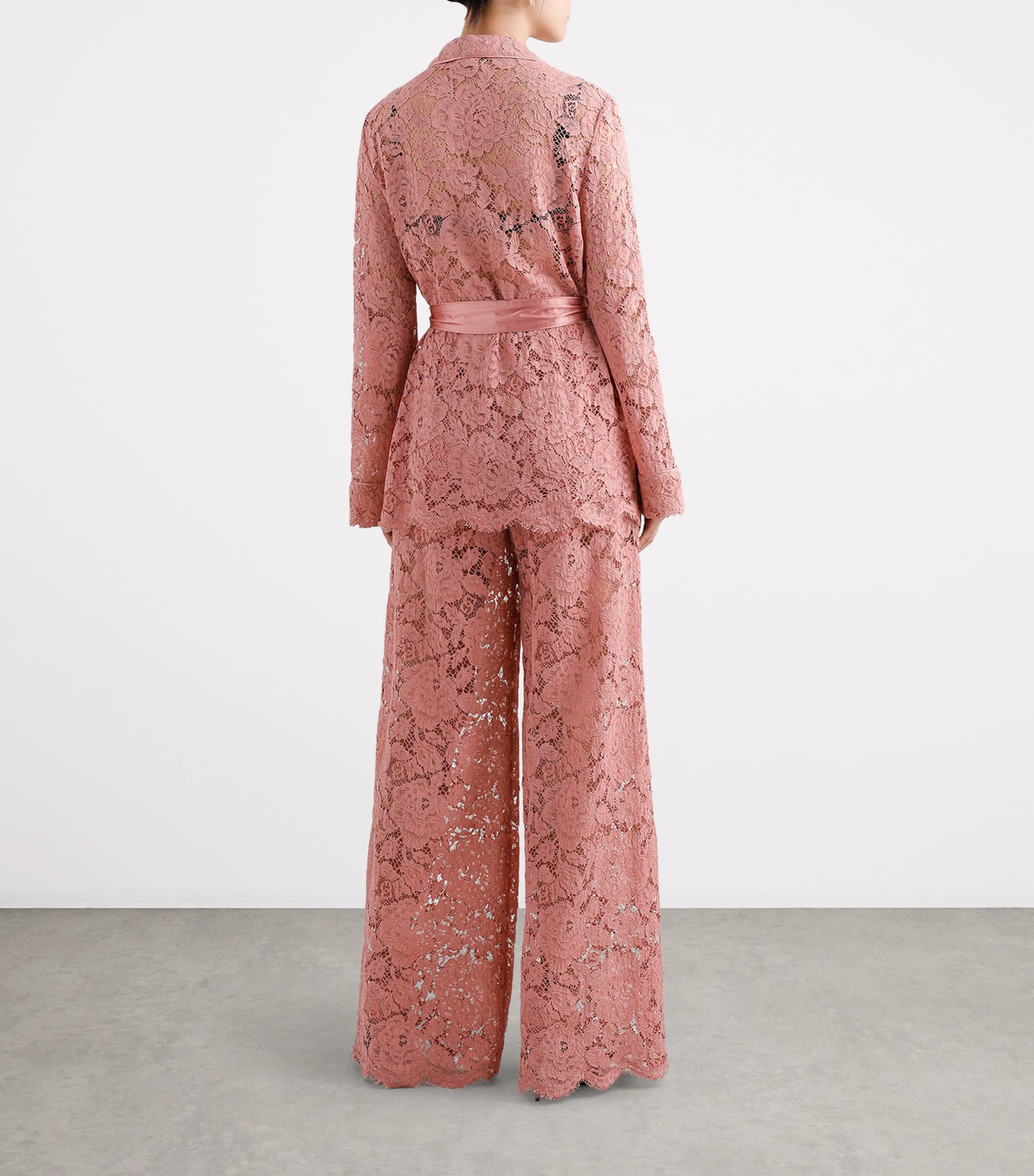 Lace Wide-Leg Trousers F0473-POWDER PINK Image 3