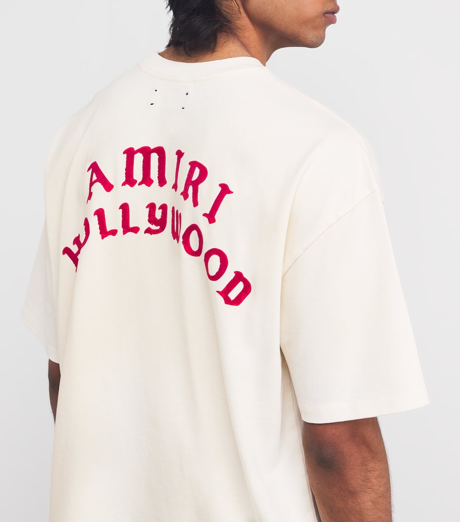Oversized Cotton Hollywood T-Shirt IVORY RED Image 6