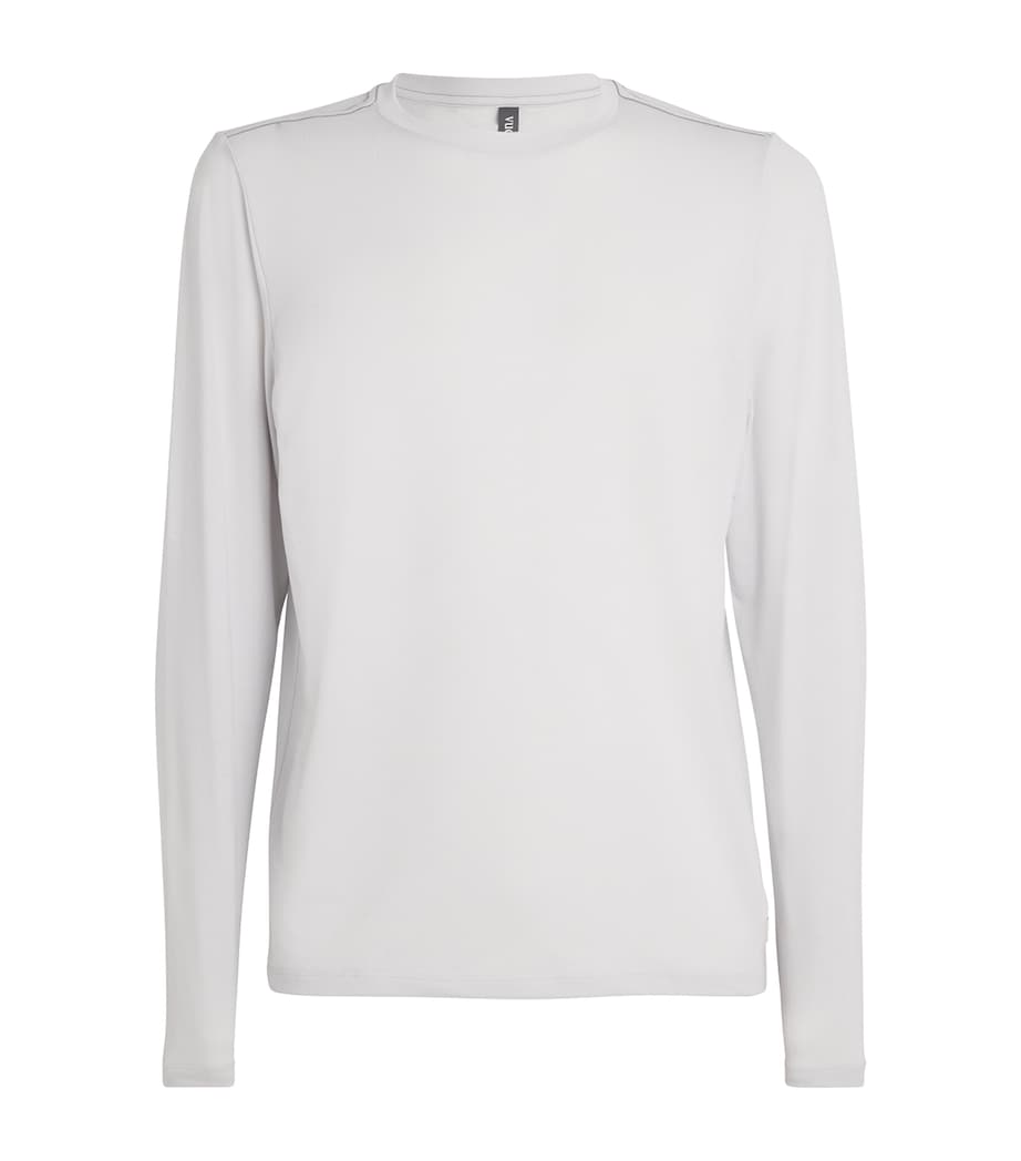 VUORI Mens Current Tech Long-Sleeve T-Shirt Frost Grey Fgr Image 1