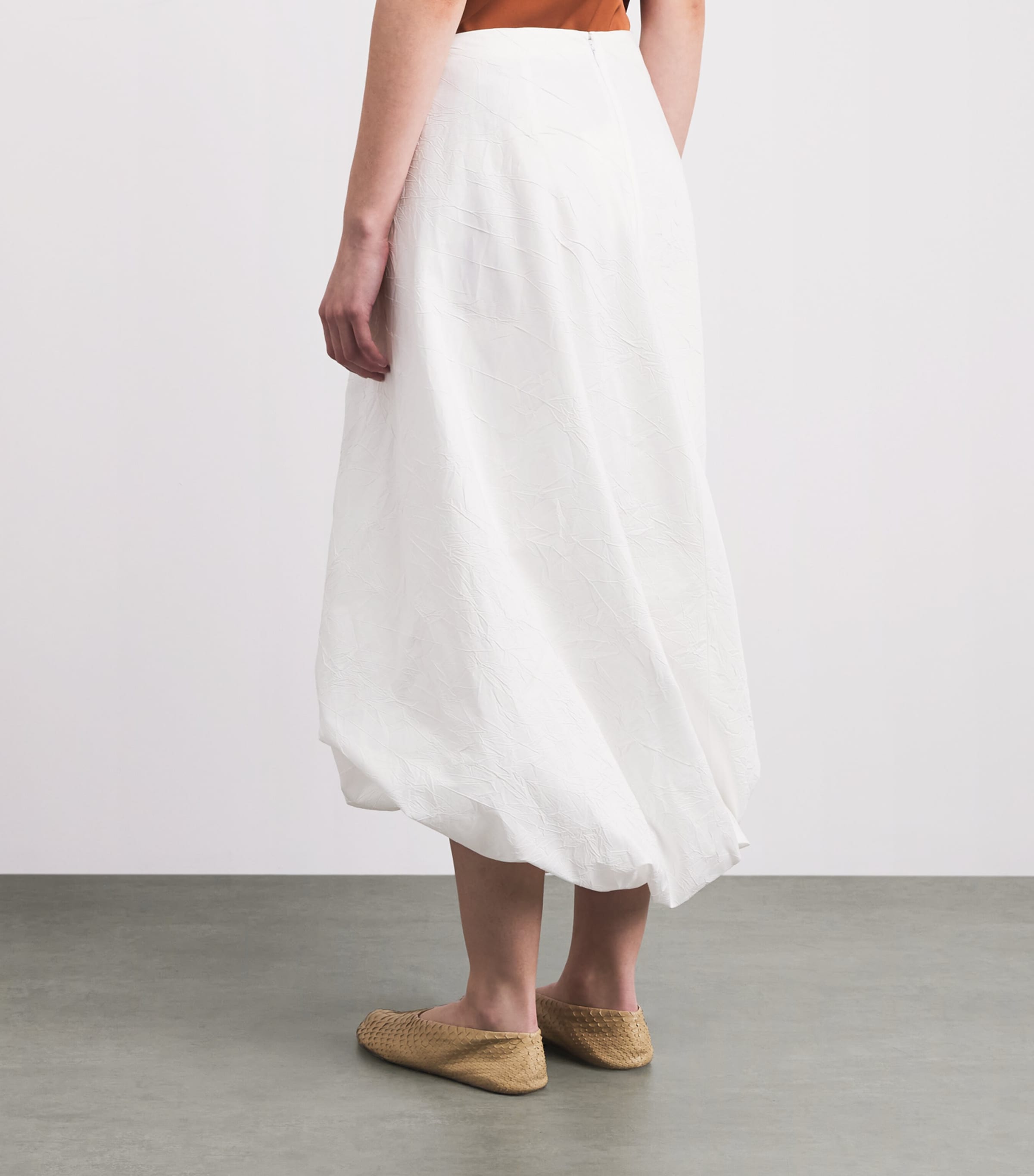 Róhe Womens Cotton-Blend Twisted Midi Skirt Optic White Image 5