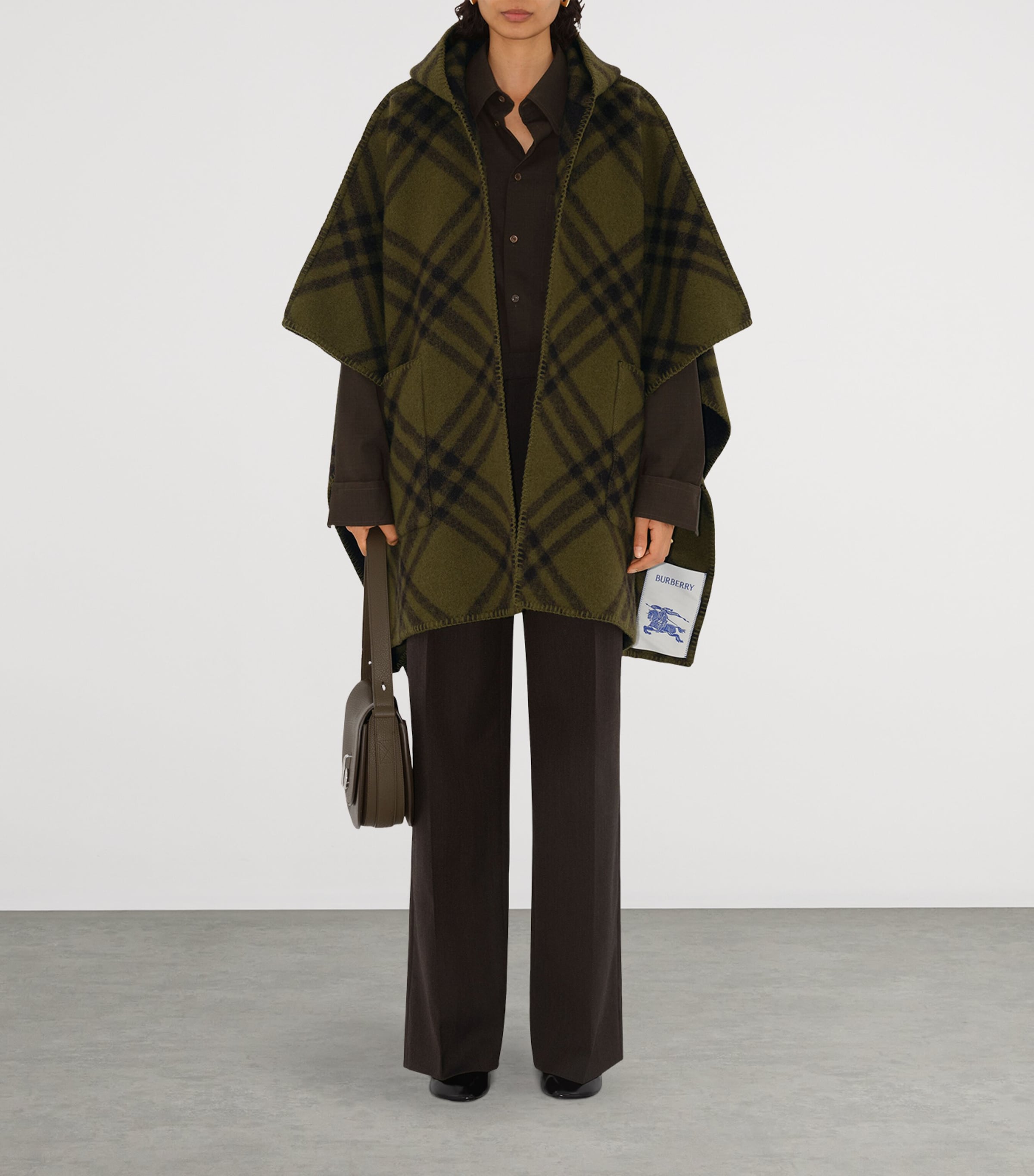 Burberry Beige Reversible Wool Check Hooded Cape | Harrods US