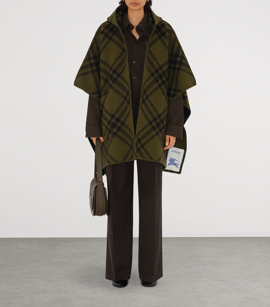 Reversible Wool Check Hooded Cape CAMP Image 2