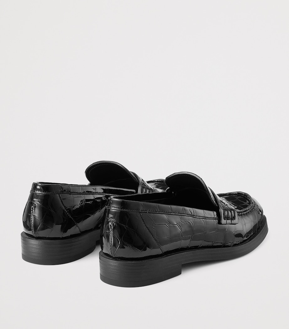Ivy Croc-Embossed Leather Loafers BLACK Image 4