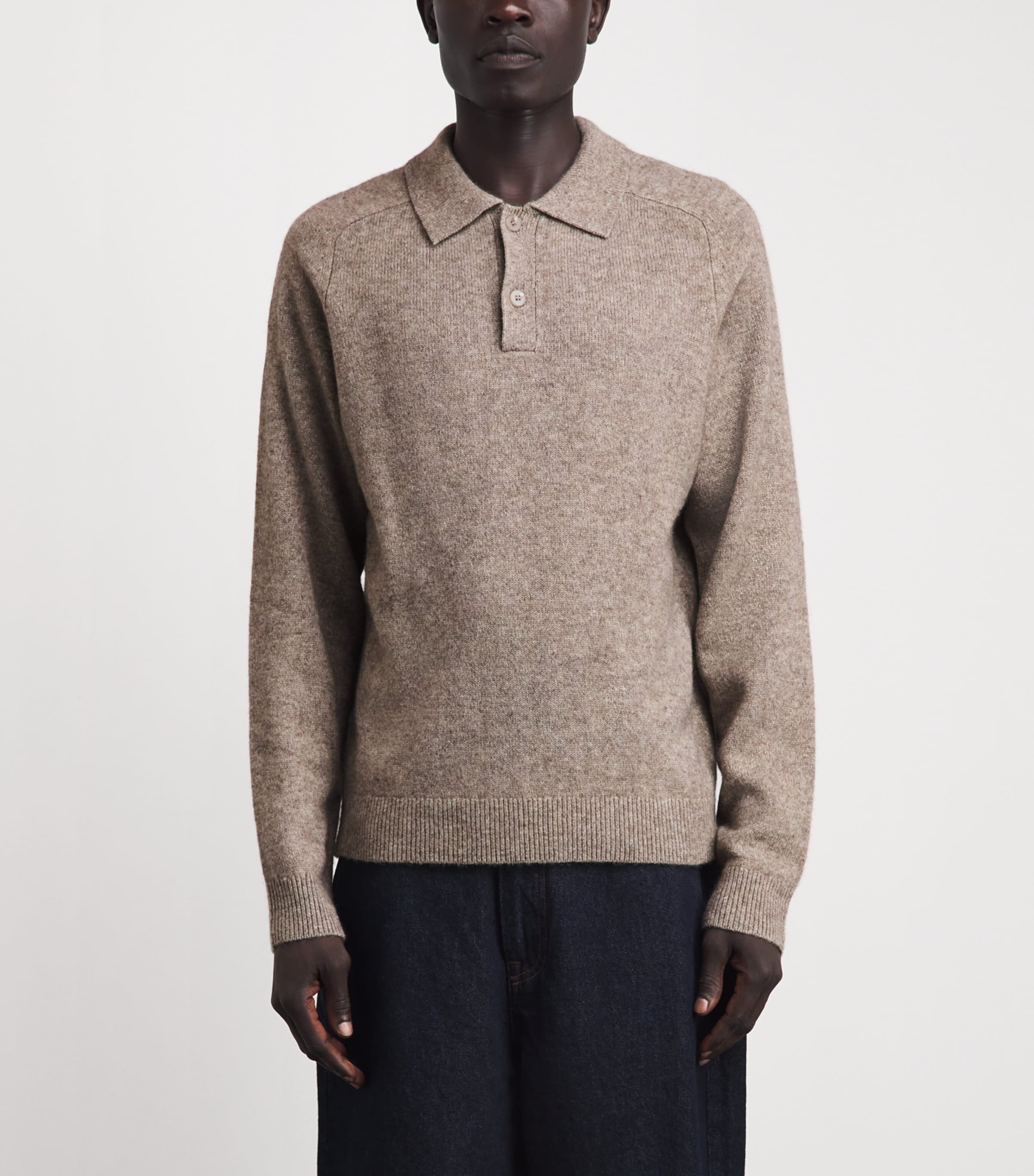 Samsøe Samsøe Mens Yak Safrans Polo Sweater Lead Gray Mel. Image 4