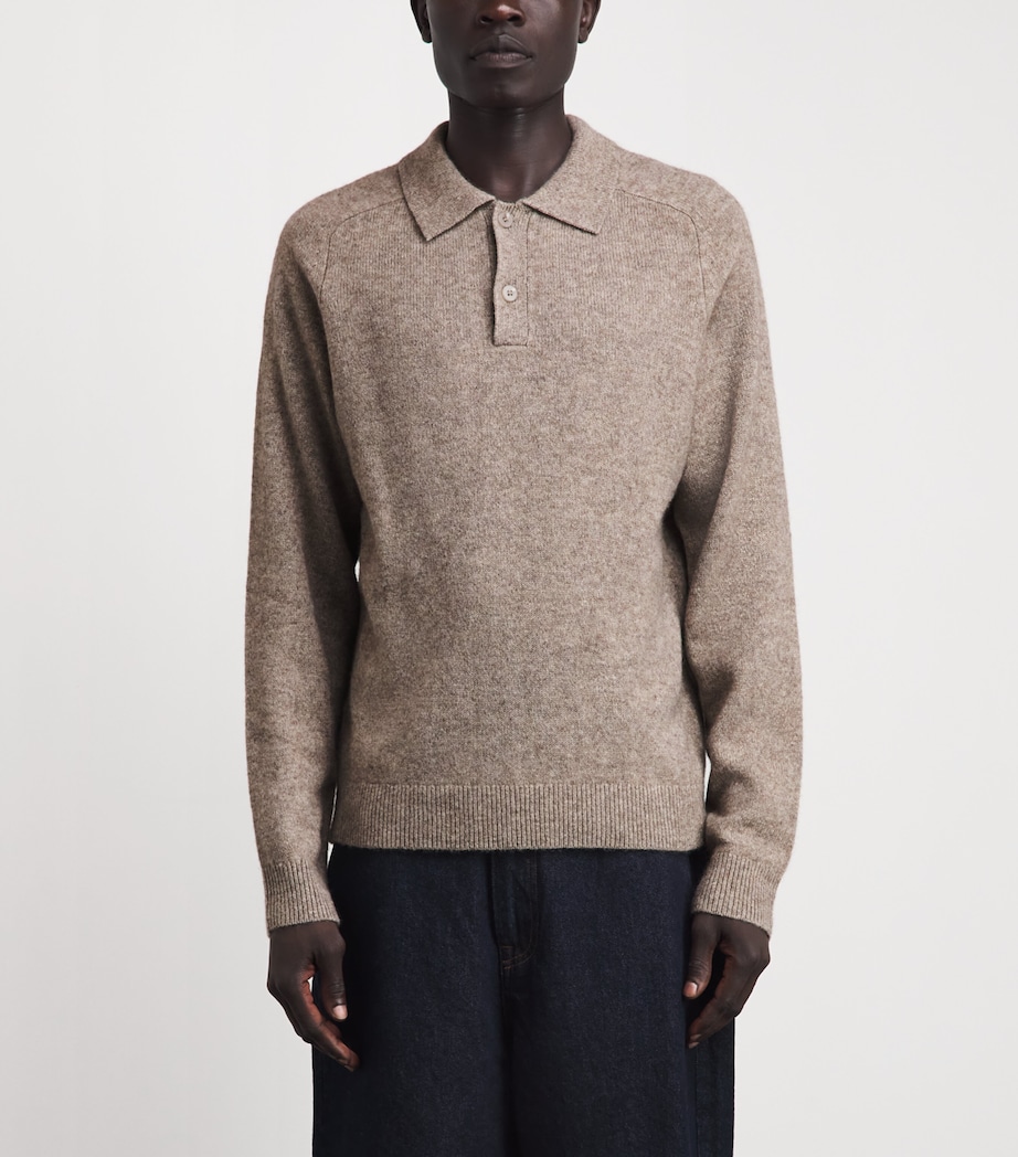 Samsøe Samsøe Mens Yak Safrans Polo Sweater Lead Gray Mel. Image 4