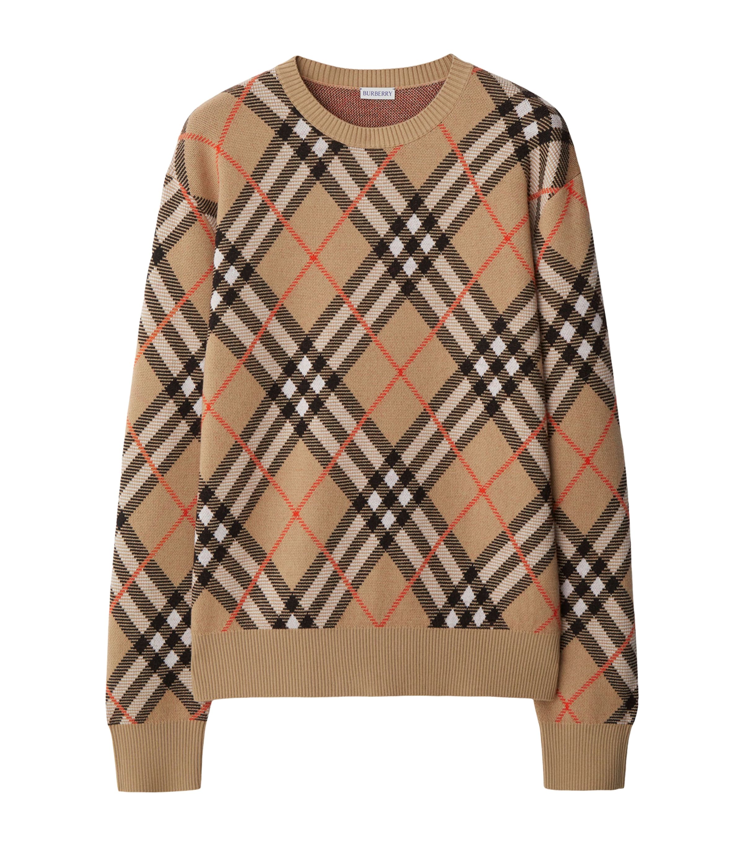 Burberry Embroidered Stretch Wool Blend Sweater In Sand