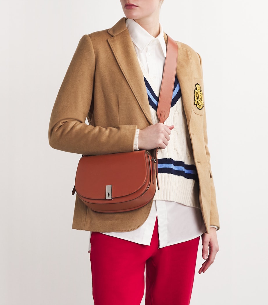 Medium Leather Polo ID Saddle Bag WHISKEY Image 2