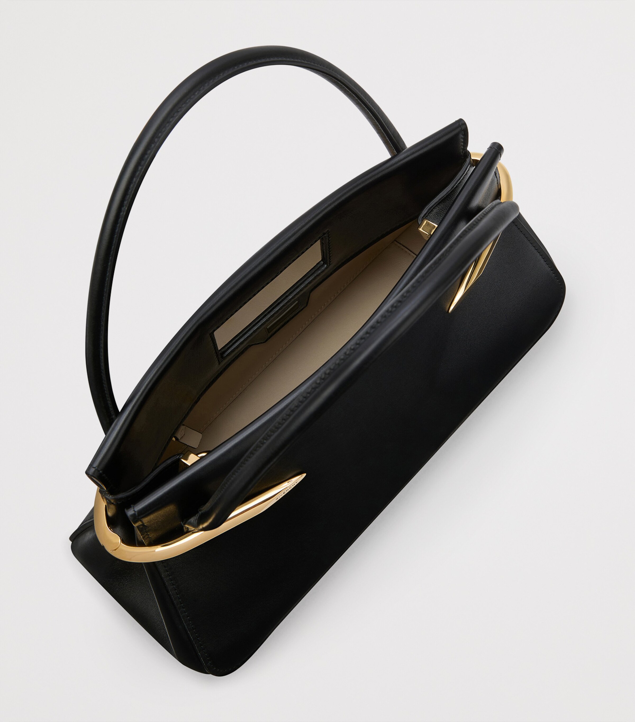 Medium Leather Pinch Top-Handle Bag BLACK Image 5