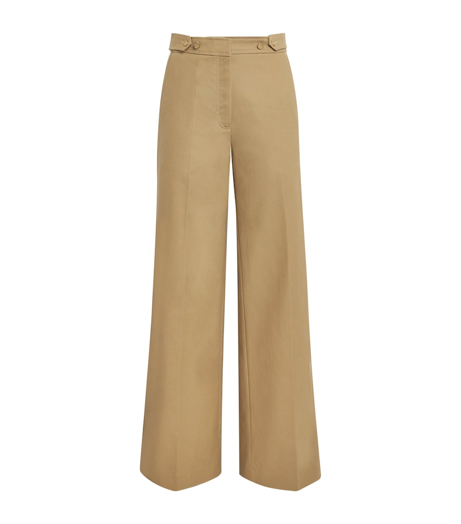 Cotton Wide-Leg Trousers BEIGE Image 1