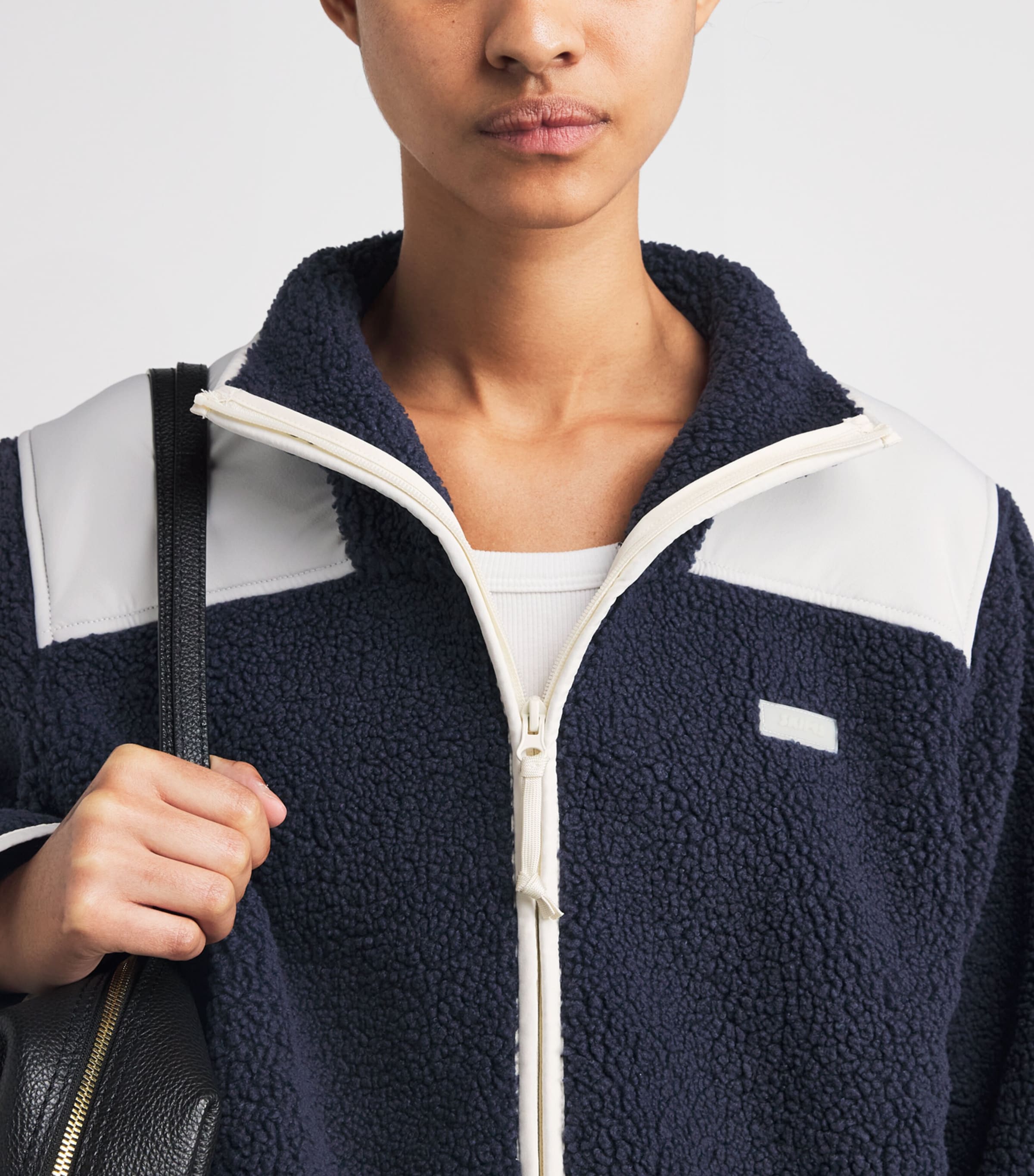 Skims Womens Faux Shearling Teddy Zip-Up Jacket Navy Image 3