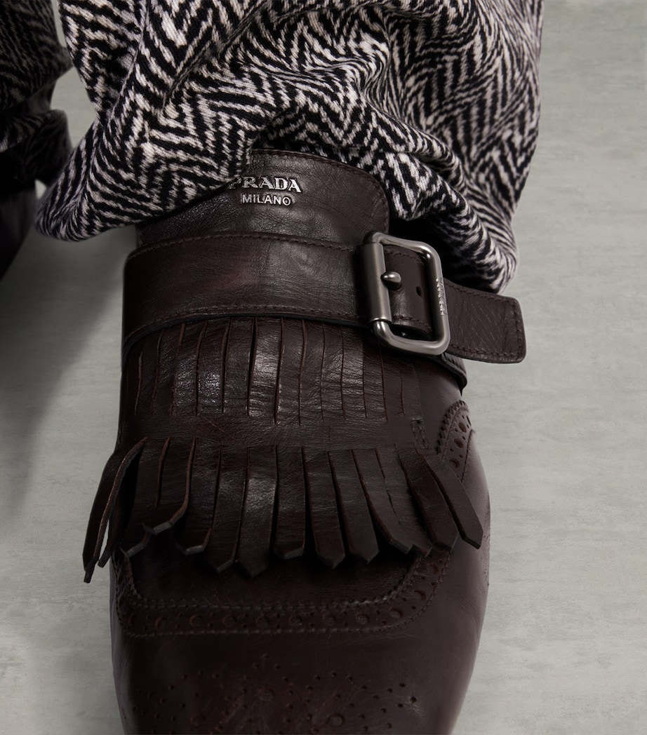 Calf Leather Fringed Monk-Strap Shoes F0003 Image 3