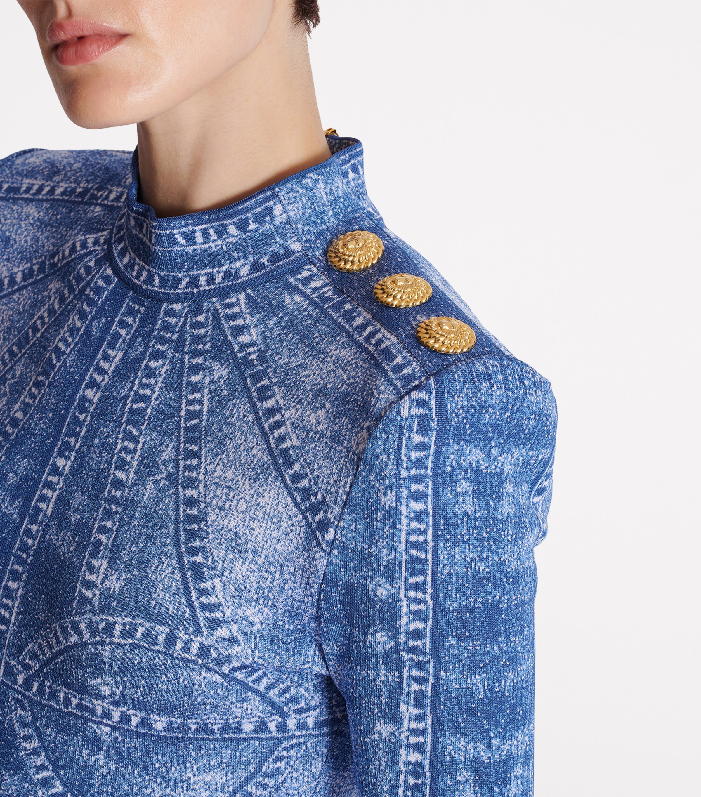 Jacquard Denim-Effect Mini Dress 6FF BLEU JEAN Image 9