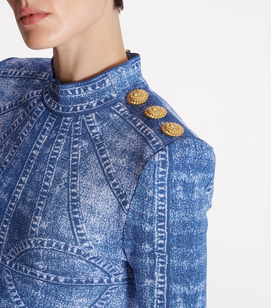 Jacquard Denim-Effect Mini Dress 6FF BLEU JEAN Image 9