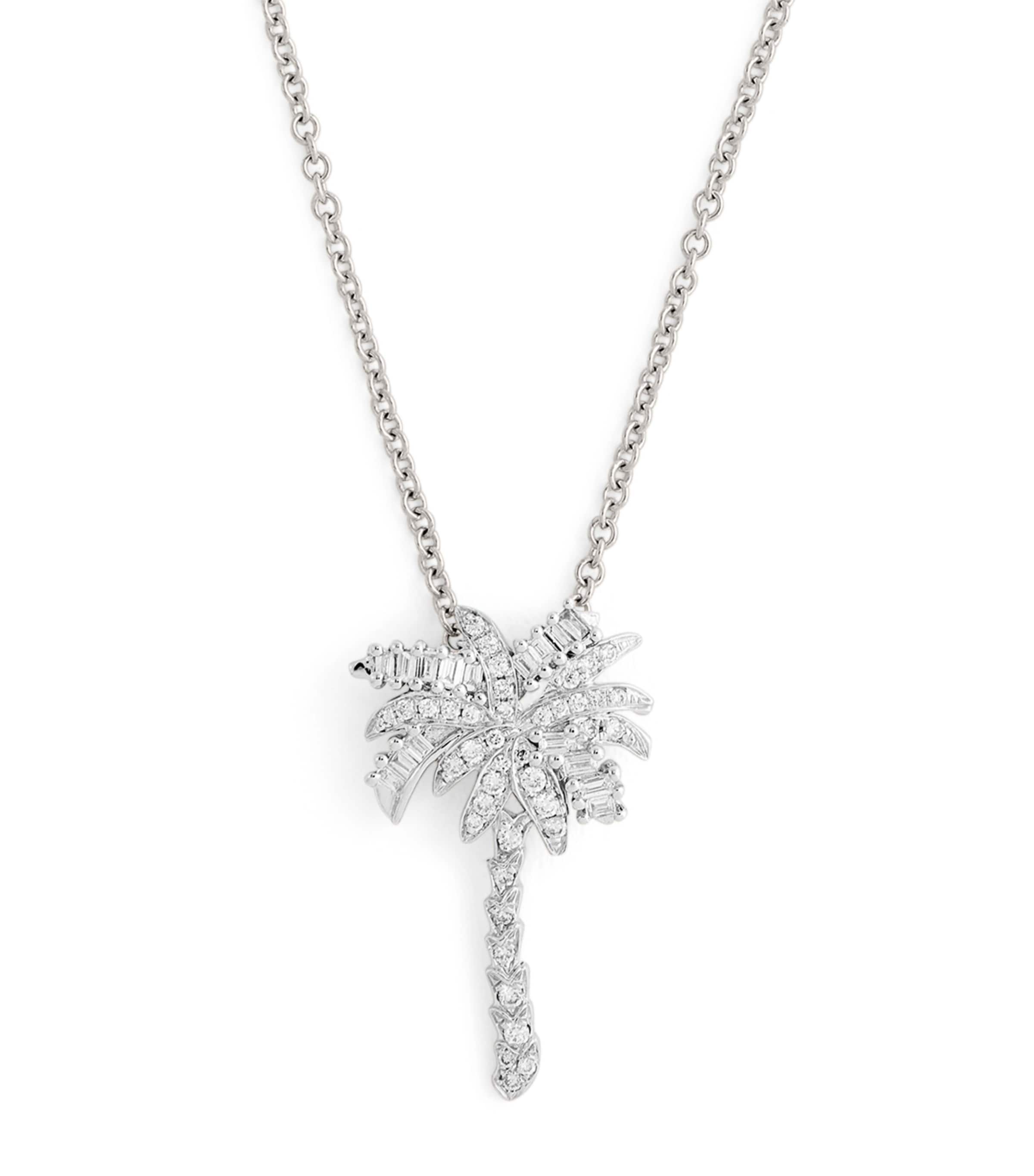 Anita Ko Small White Gold And Diamond Palm Tree Pendant Necklace