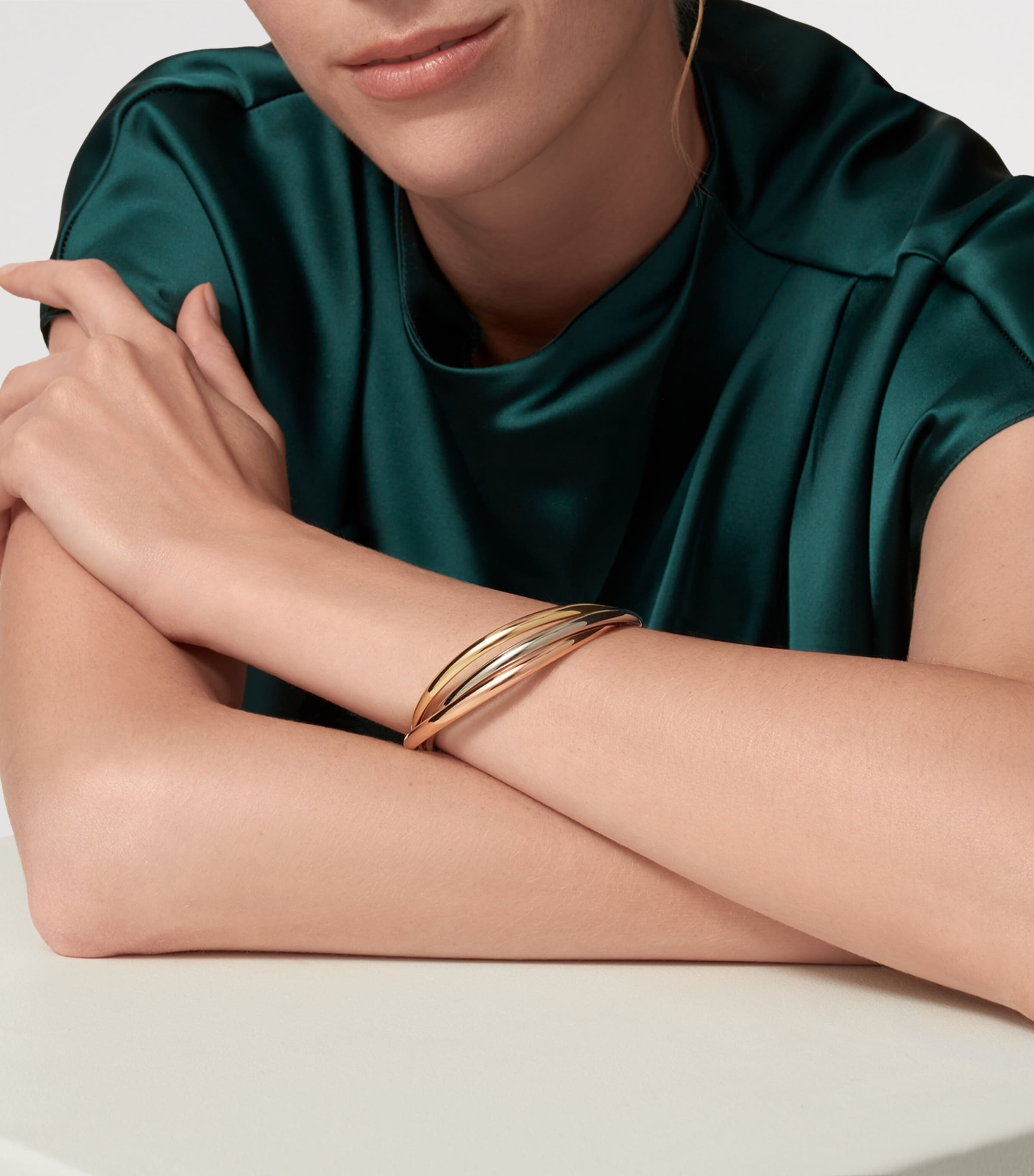 Large White, Rose and Yellow Gold Trinity Bracelet MIXED GOLD Image 2