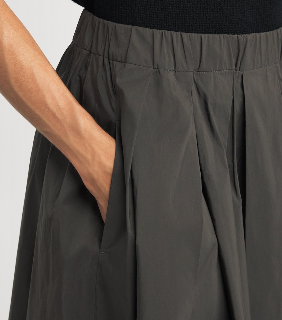 Cotton-Blend Pleated Midi Skirt GREEN Image 6