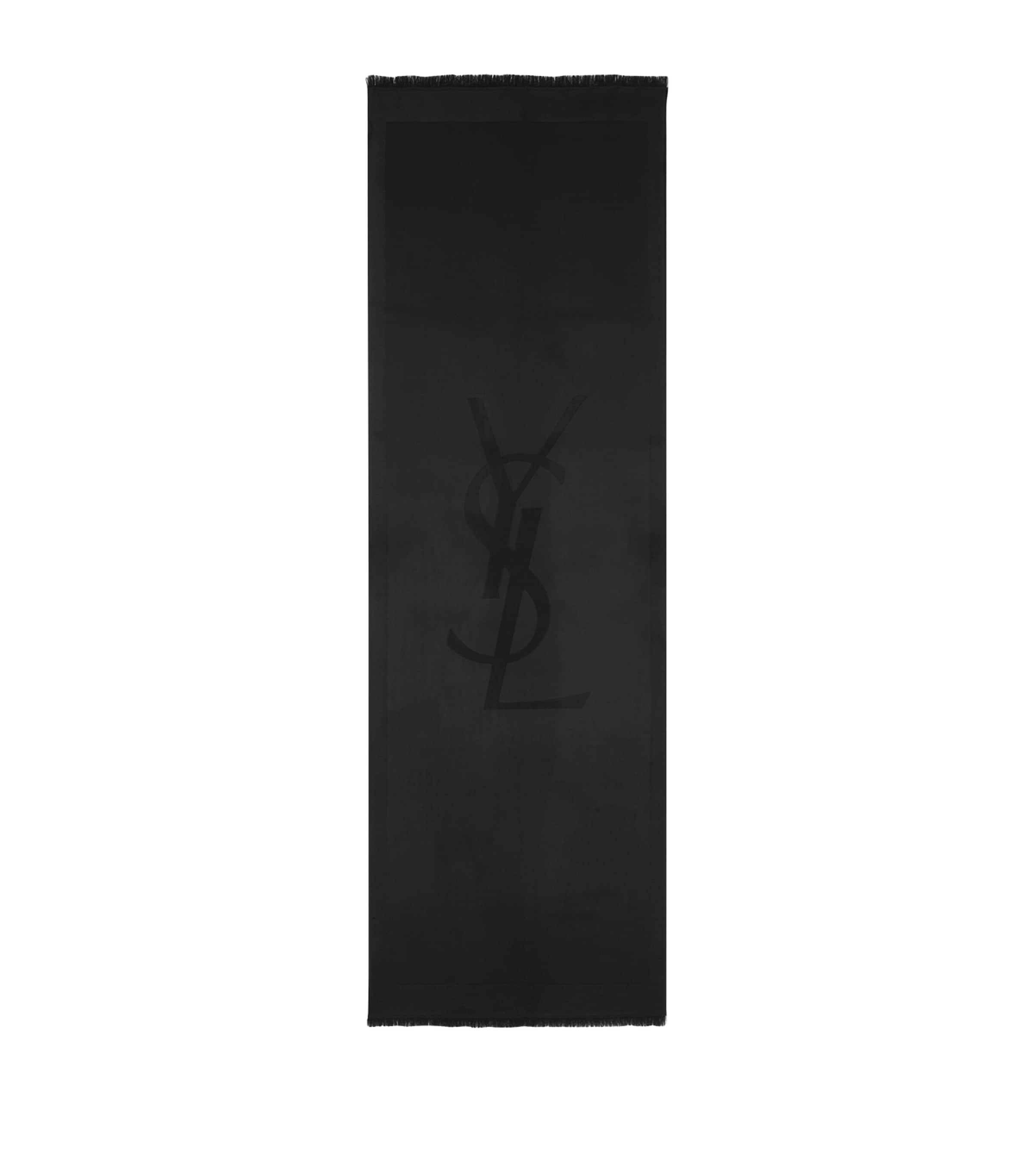 Saint Laurent Wool Logo Scarf In Black