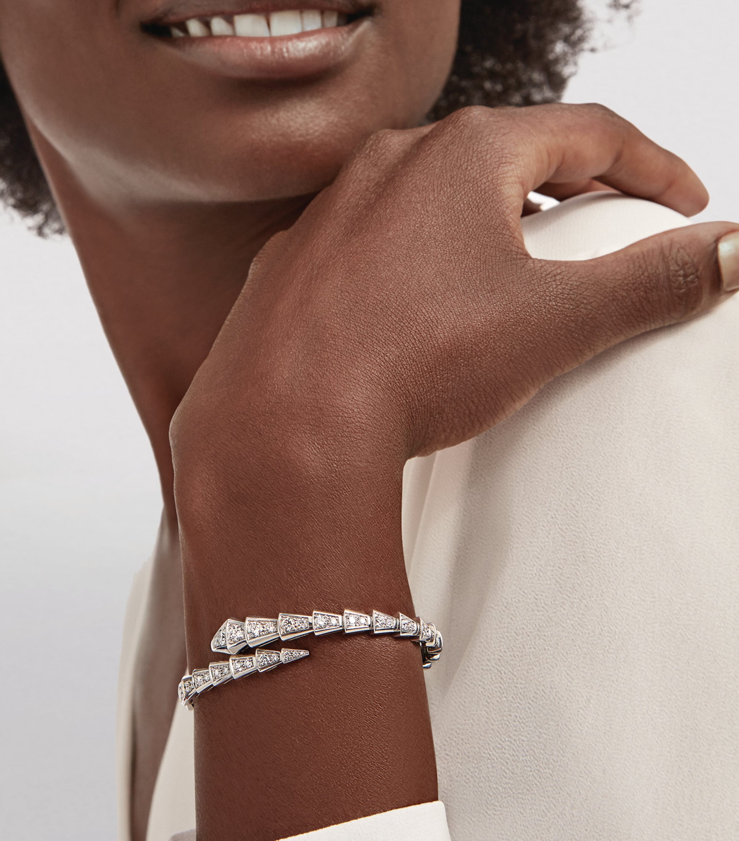 Small White Gold and Diamond Serpenti Viper Bracelet WHITE GOLD Image 4